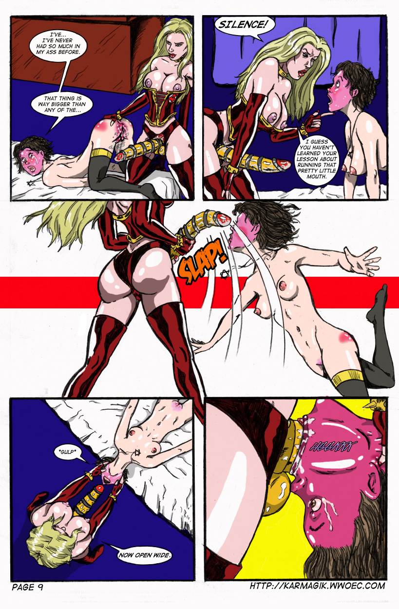 2girls bondage breasts comic crying deepthroat fantastic_four fellatio female forced_oral forced_yuri invisible_woman karmagik malice_(marvel) marvel multiple_girls nipples oral rape shadowcat strap-on sue_storm superhero tears text the_chunt x-men yuri