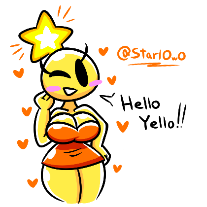 1girls big_breasts black_eyes curvy cute female female_only first_post_of_artist mario_(series) mario_and_luigi_(series) nintendo solo star_sprite starlow starlowo tagme yellow_skin