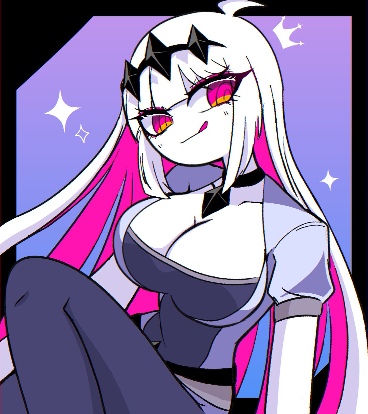 breasts, cleavage, female, friday night funkin, nikusa (sugarratio), pink eyes, pink hair, tagme, white hair, yume0534
