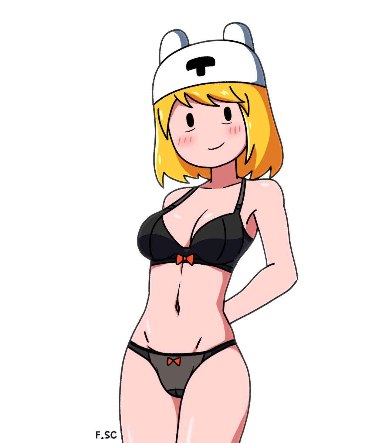 2023 adventure_time black_eyes black_panties blonde_hair blush bra breasts cartoon_network cleavage female female_only fizzyspidercider hat looking_at_viewer milf minerva_campbell underwear