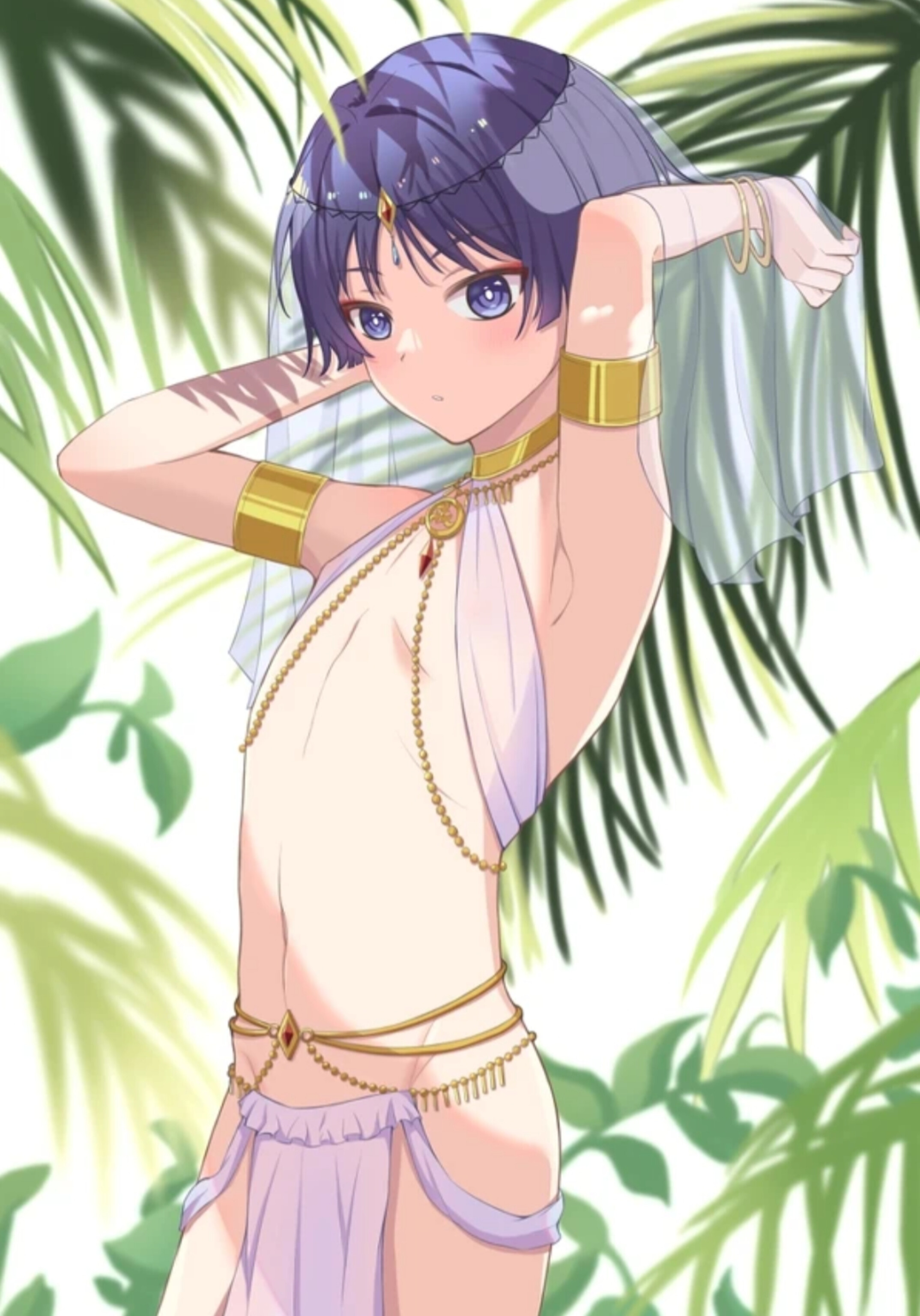 background, crossdressing, female, femboy, feminine male, genshin impact, male, otoko no ko, purple eyes, purple hair, scaramouche (genshin impact), tomgirl, trap, veil