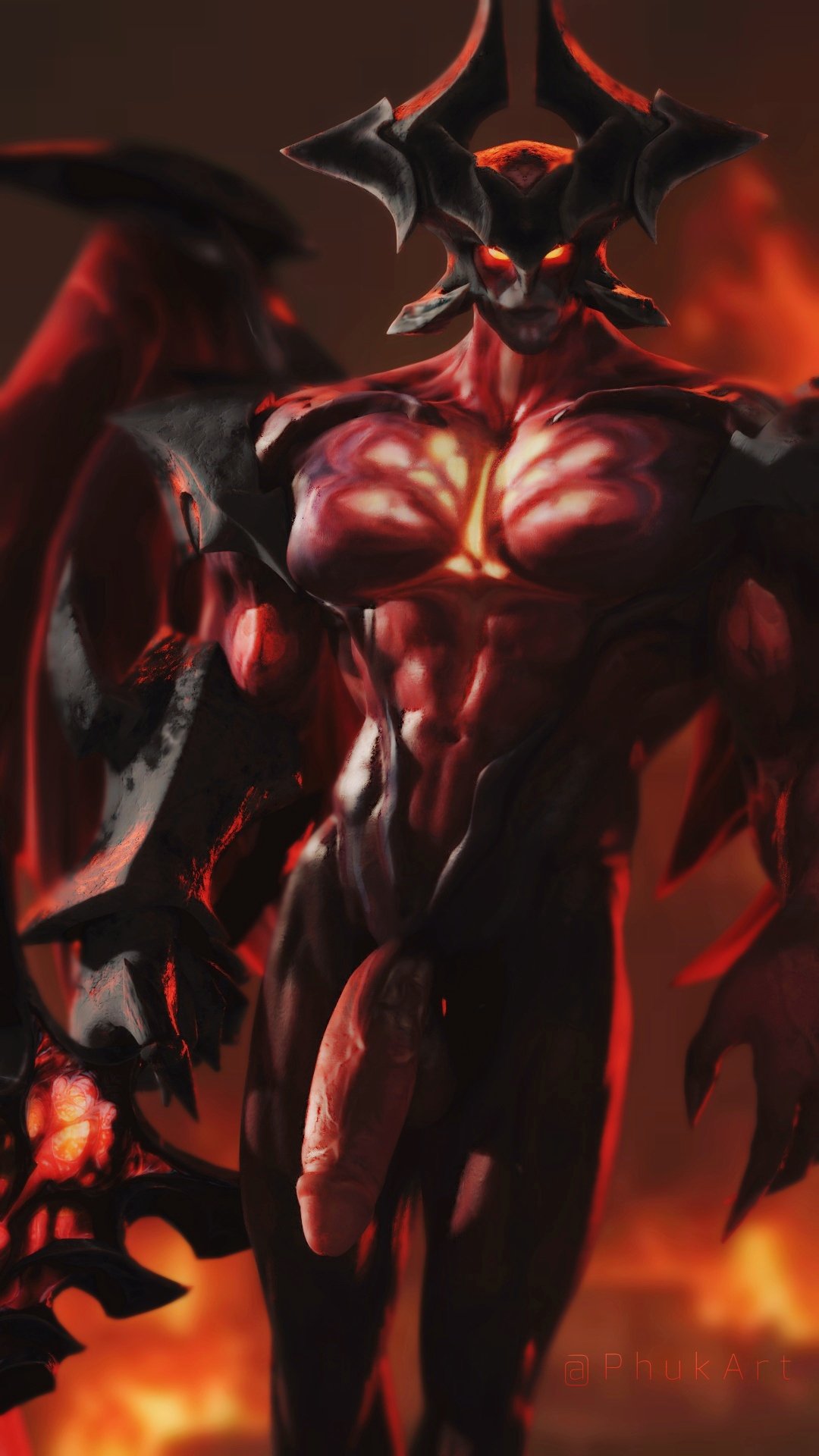 1boy aatrox big_penis darkin demon league_of_legends male_only monster muscular_male phukart red_eyes