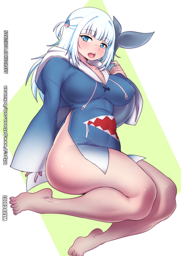 alternate breast size, bokuman, female, gawr gura, hololive, hololive english, hololive myth, large breasts, virtual youtuber