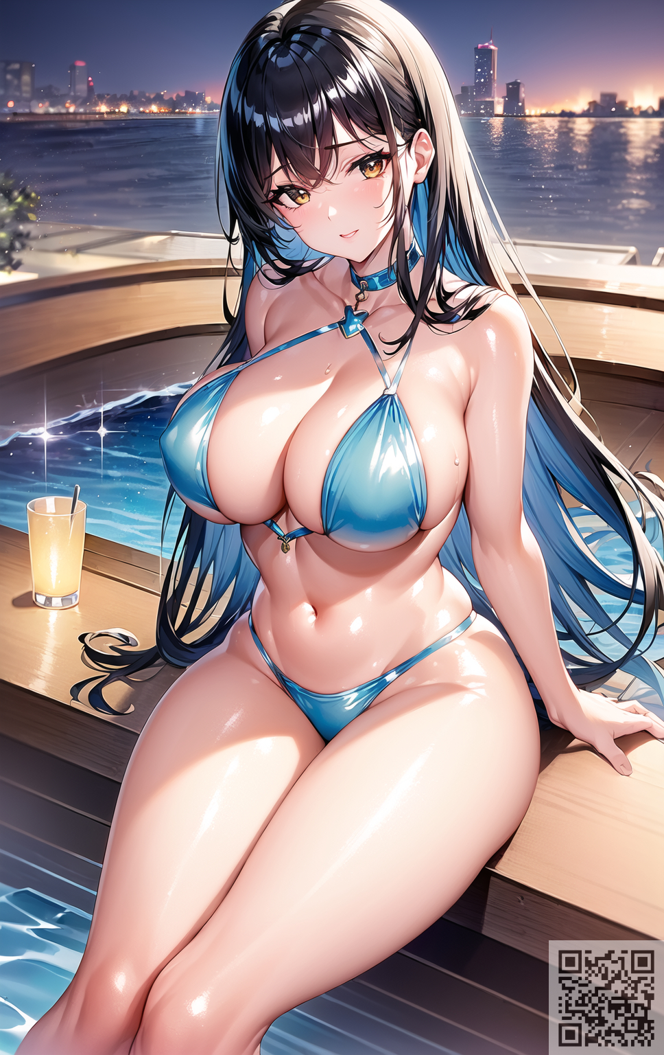1girls, 2023, ai generated, blue bikini, curvaceous, curvy body, curvy female, erect nipples, erect nipples under clothes, female, female focus, female only, high resolution, long hair, nipple bulge, nipples, seductive look, stable diffusion, voluptuous female
