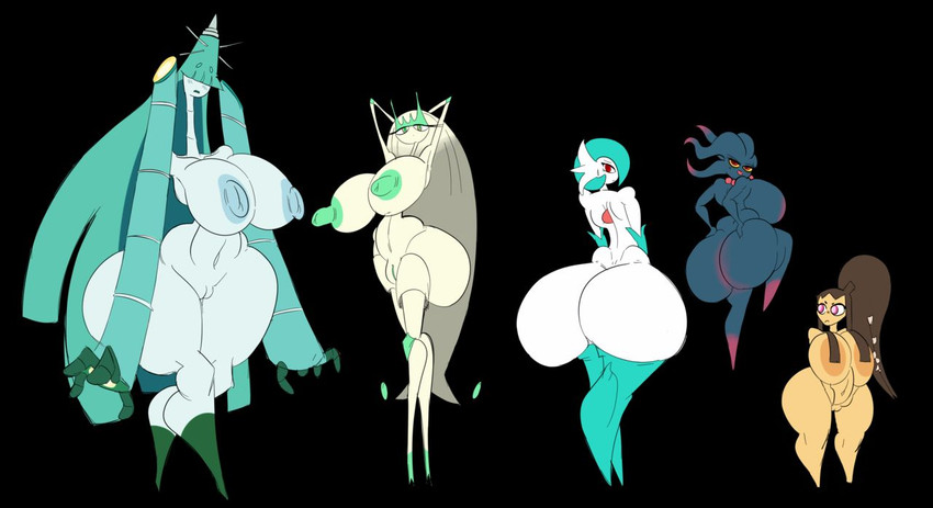 5girls antennae ass big_ass big_breasts boobs breasts butt celesteela completely_naked completely_nude completely_nude_female curvy female floating gardevoir huge_ass huge_breasts hyper hyper_ass hyper_breasts hyper_hourglass large_ass large_breasts looking_at_viewer looking_back mawile misdreavus multiple_girls naked naked_female nipples nude nude_female pheromosa pokémon_(species) pokemon pokemon_(species) pussy shortstack tall tall_girl tasteofchoklit