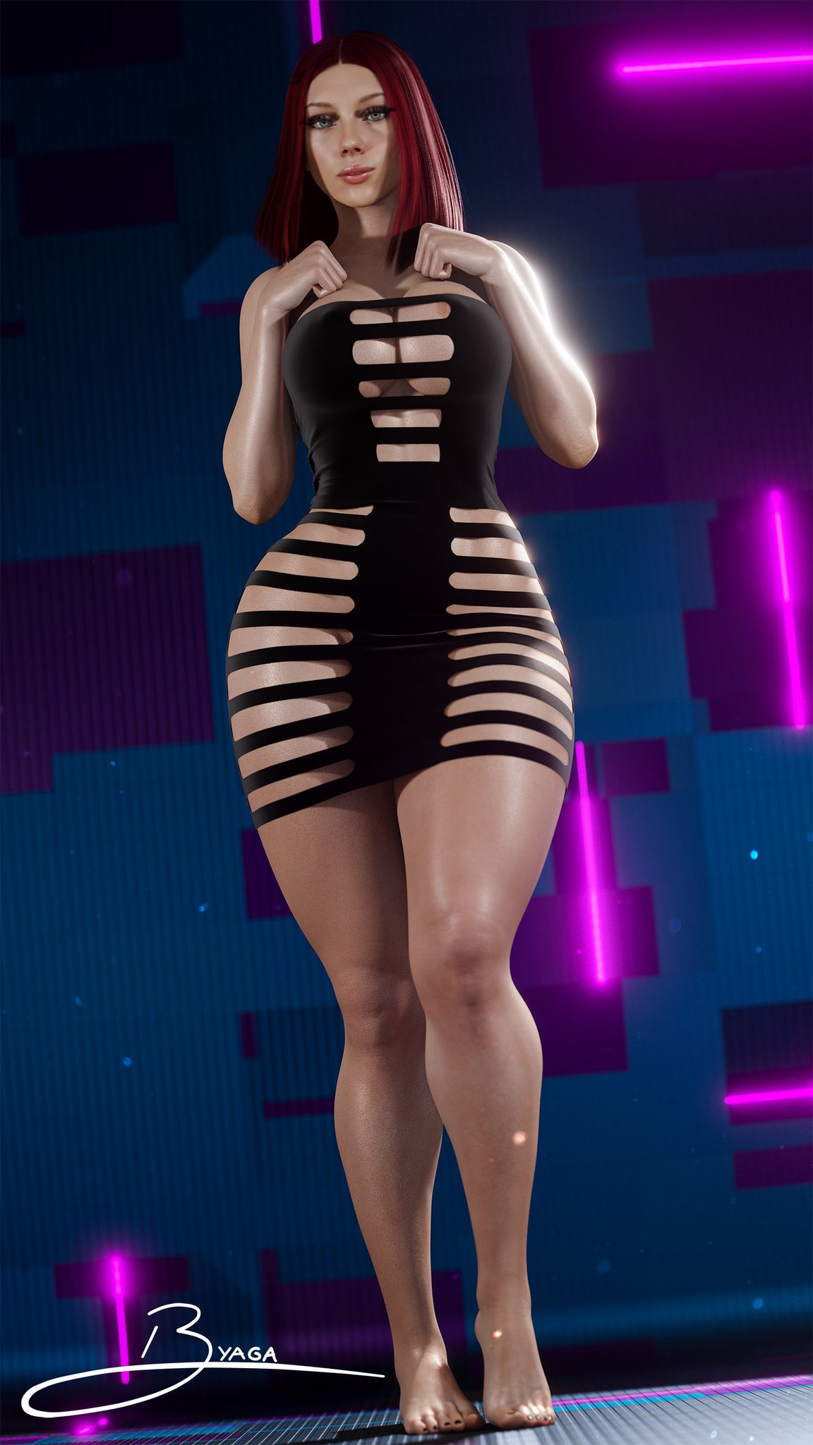 1girls, 3d, areolae slip, ass, athletic, athletic female, avengers, babayaga0f, barefoot, big ass, big breasts, big butt, black dress, black widow (marvel), bottom heavy, breasts, busty, cleavage, clothing cutout, curvy, curvy figure, curvy hips, digital media (artwork), eyebrows, eyelashes, eyes, female, female focus, female only, fit, fit female, front view, green eyes, groin, hair, hands on breasts, heroine, hips, hourglass figure, human, large ass, large breasts, large butt, legs, light skin, light-skinned female, lips, looking at viewer, makeup, marvel, marvel cinematic universe, marvel comics, mascara, mature, mature female, medium hair, natasha romanoff, no bra, no underwear, red hair, revealing clothes, scarlett johansson, short hair, solo, standing, superheroine, thick, thick legs, thick thighs, thighs, tight dress, toenail polish, toes, toned, toned female, voluptuous, voluptuous female, waist, wide hips