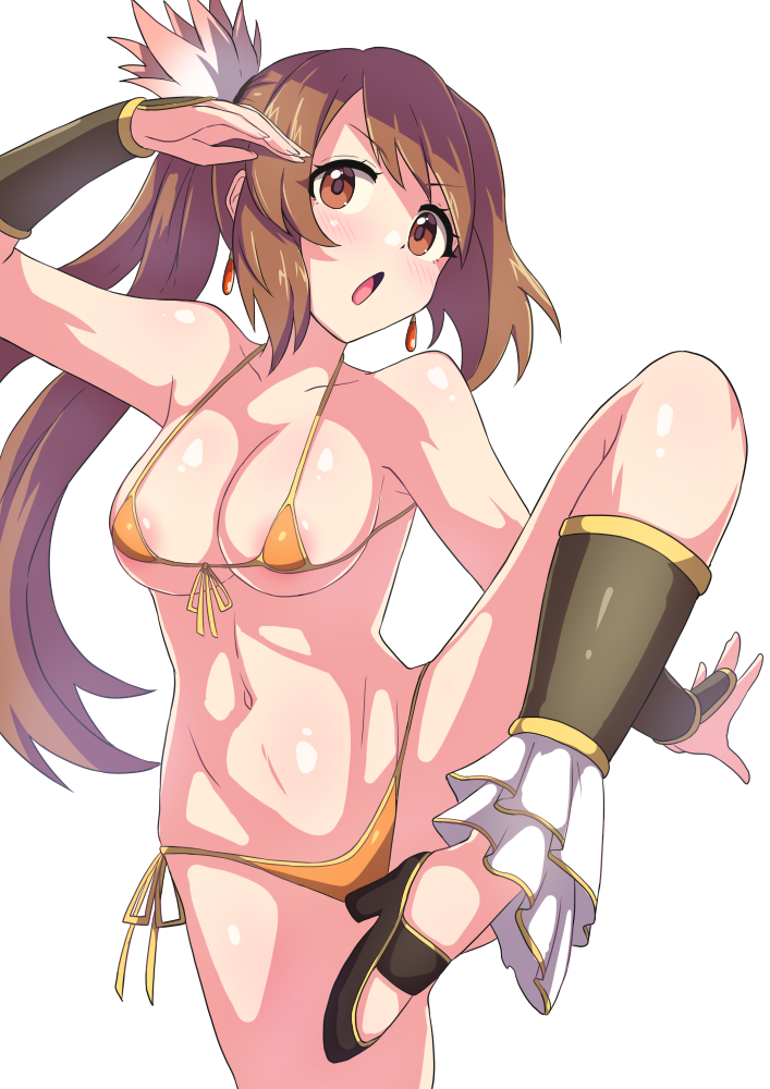 brown_eyes brown_hair curvaceous curvy curvy_body curvy_female curvy_figure feet female ka-9 legs light-skinned_female light_skin long_hair magia_record:_mahou_shoujo_madoka_magica_gaiden mahou_shoujo_madoka_magica open_eyes open_legs ponytail puella_magi_madoka_magica simple_background solo solo_female white_background white_skin young yui_tsuruno