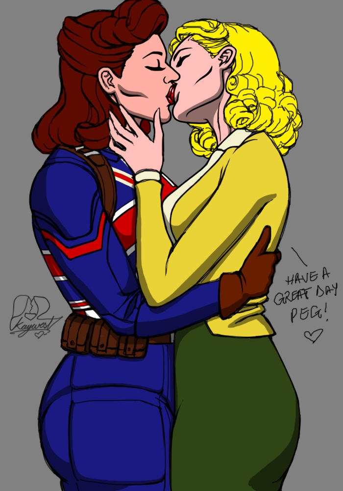 2girls ass big_ass blonde_hair breasts captain_america_(series) captain_carter curvy dottie_underwood duo fat_ass female female/female female_only fit fit_female human kaywest kissing marvel marvel_comics peggy_carter superheroine voluptuous voluptuous_female wide_hips yuri