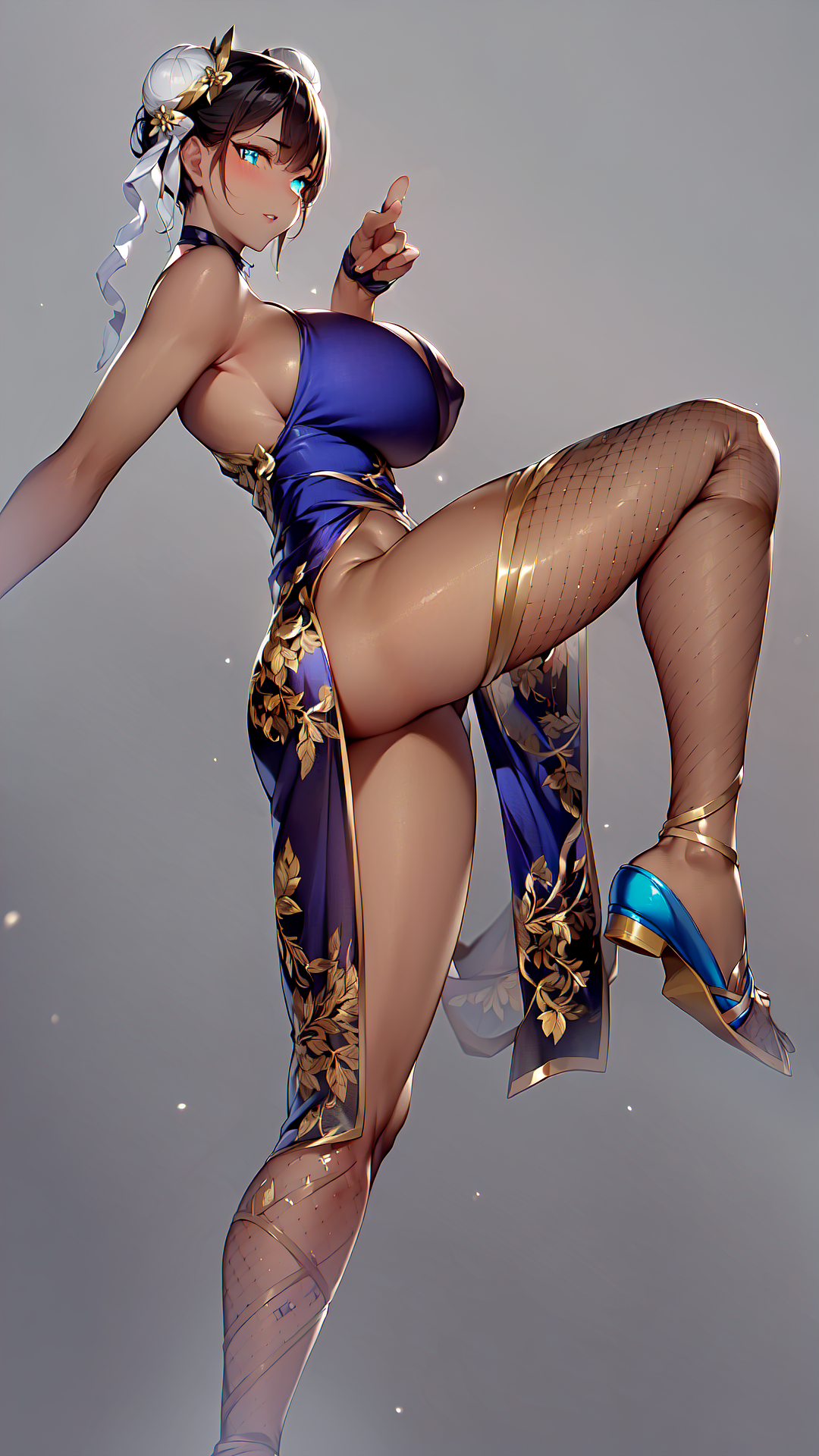 1girls, 2023, ai generated, asian female, black hair, blue eyes, breasts, chinese clothes, chun-li, curvy, curvy body, curvy figure, female, female focus, female only, high resolution, highres, looking at viewer, sideboob, stable diffusion, street fighter