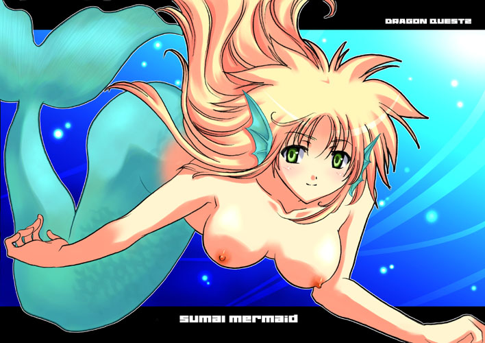 1girls blue_tail born_free breasts dragon_quest dragon_quest_ii female female_only jpg medium_breasts mermaid nude prince_of_samantoria rule_63 solo water