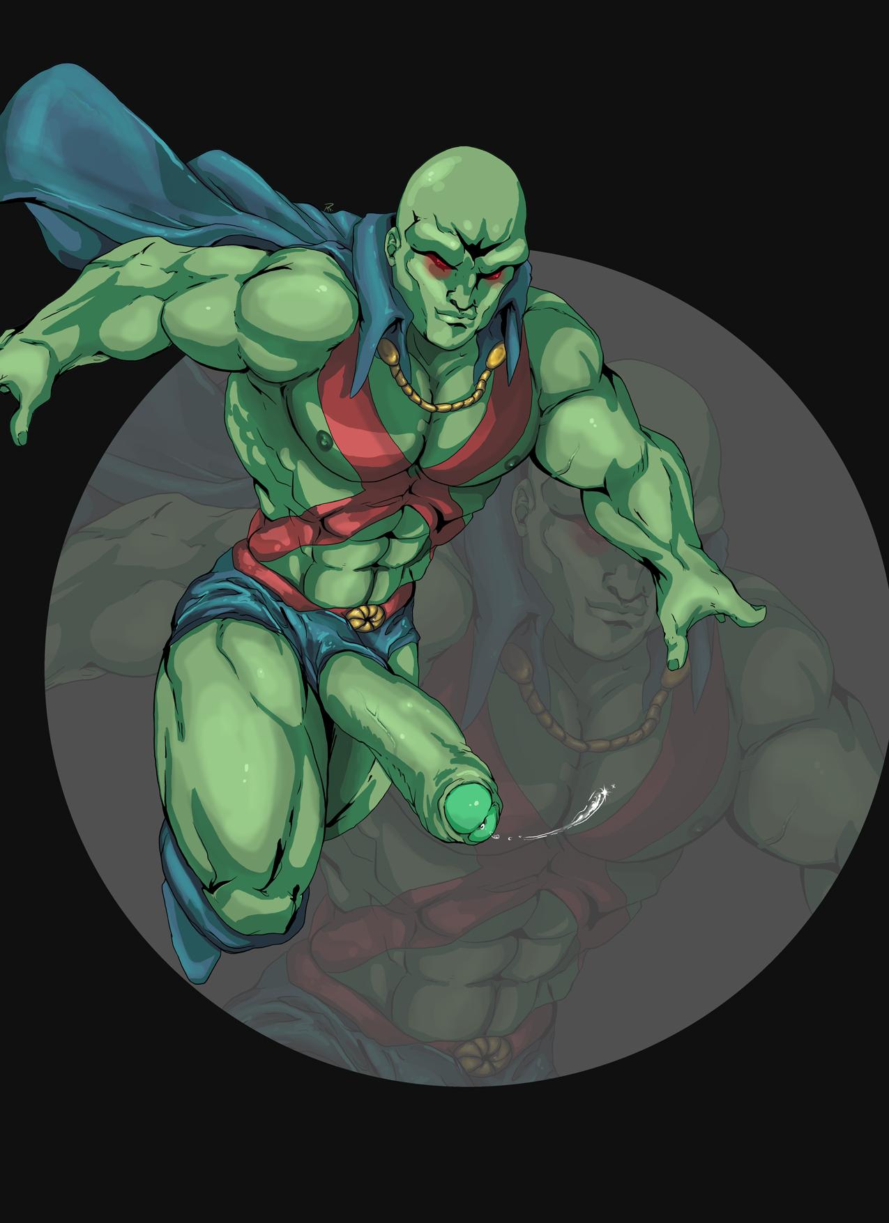 1boy dc erection green_skin male male_only martian_manhunter penis solo tagme