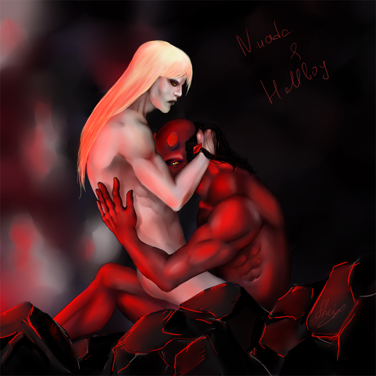 dark_horse hellboy hellboy_(series) hellboy_2 long_hair long_hair_male male prince_nuada red_skin yaoi