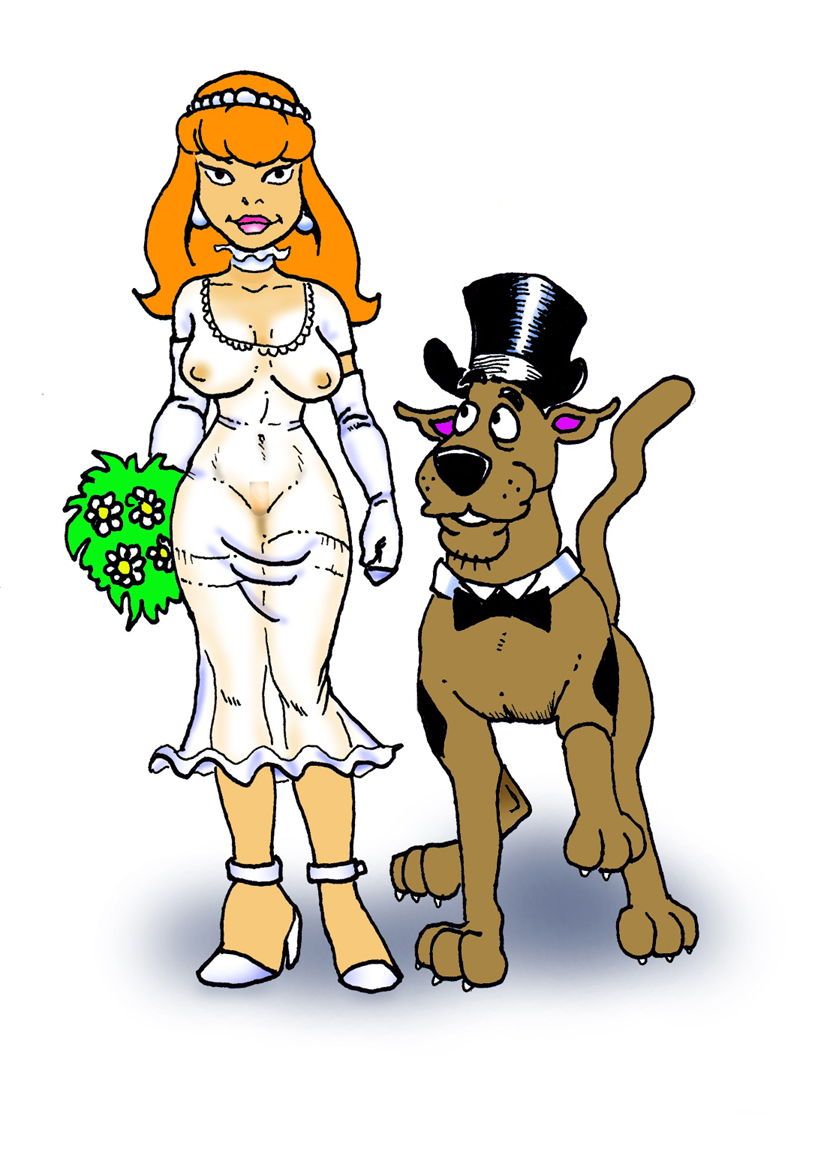 bestiality bouquet bowtie bride canine collar daphne_blake dog dress earrings female feral flower flower_bouquet fur hanna-barbera heels high_heels human husband_and_wife interspecies male married married_couple married_to_feral nipples scooby-doo scooby-doo_(character) see-through see-through_clothing tagme top_hat wedding wedding_dress wedding_gloves wedding_lingerie what white_clothing white_dress white_gloves zoophilia