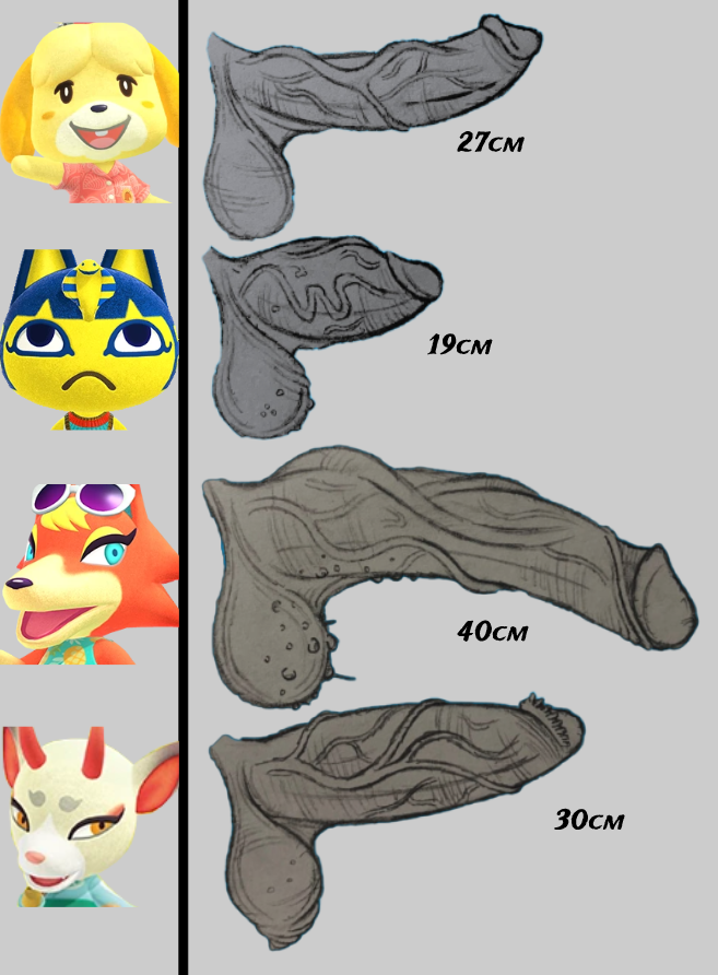 4futas animal_crossing animal_crossing_new_horizons ankha ankha_(animal_crossing) anthro artist_request audie_(animal_crossing) ball_size_difference balls big_balls big_penis chart erection futanari huge_cock isabelle_(animal_crossing) nintendo penis penis_chart penis_size_chart penis_size_comparison penis_size_difference shino_(animal_crossing) source_request vein veins veiny_penis warts