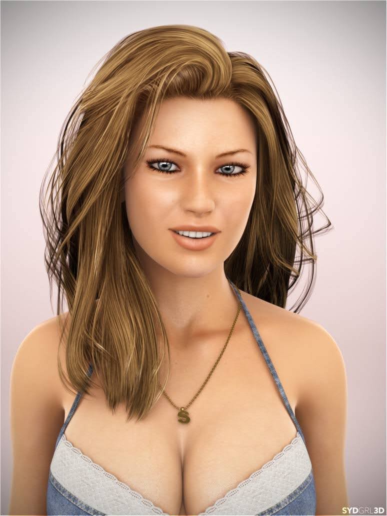 blonde_hair bra breasts cleavage clothing female lacey_bra large_breasts necklace solo sydgrl3d