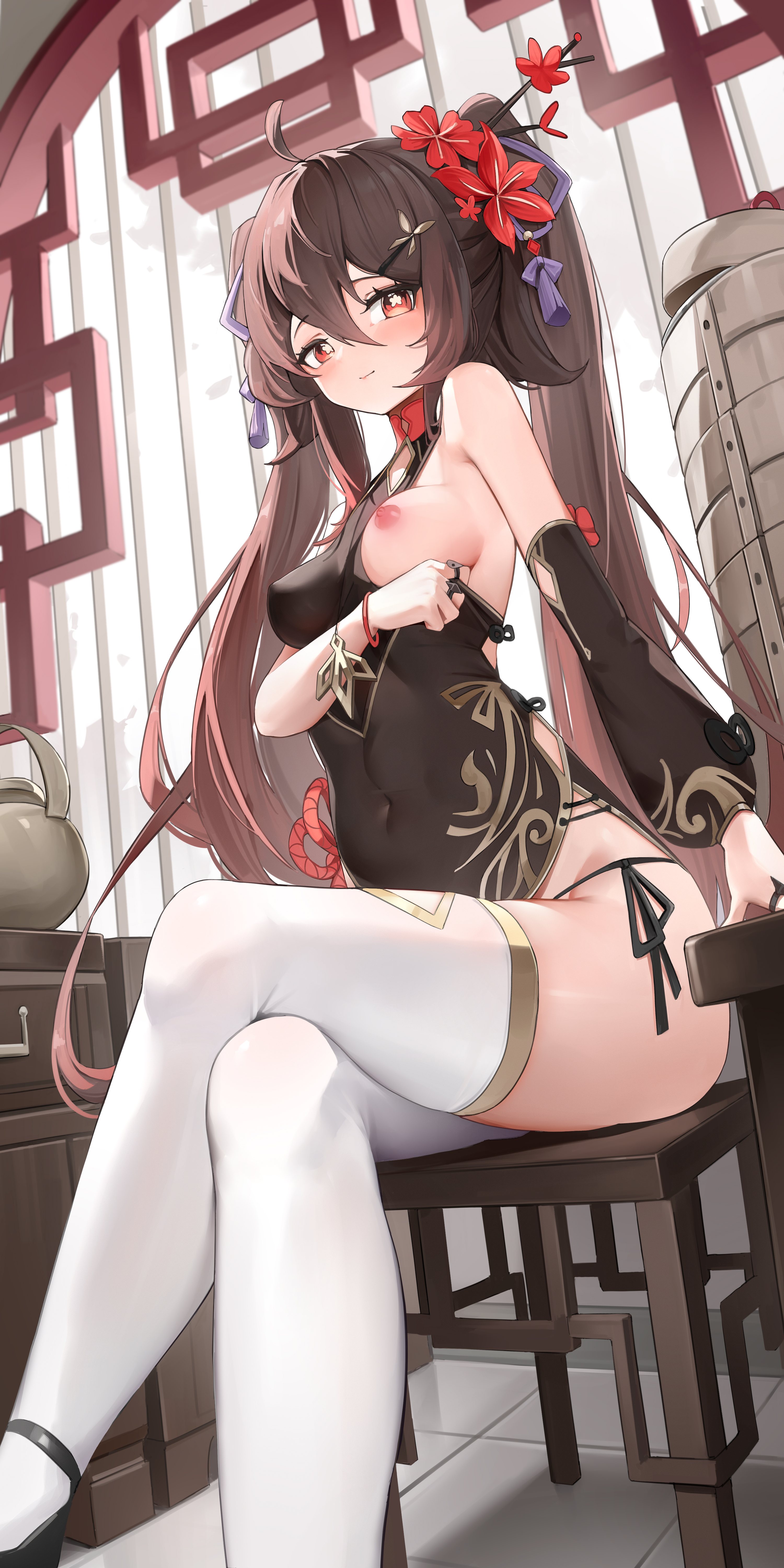 berserker r, breasts, clothingbreasts, female, genshin impact, hu tao (genshin impact)