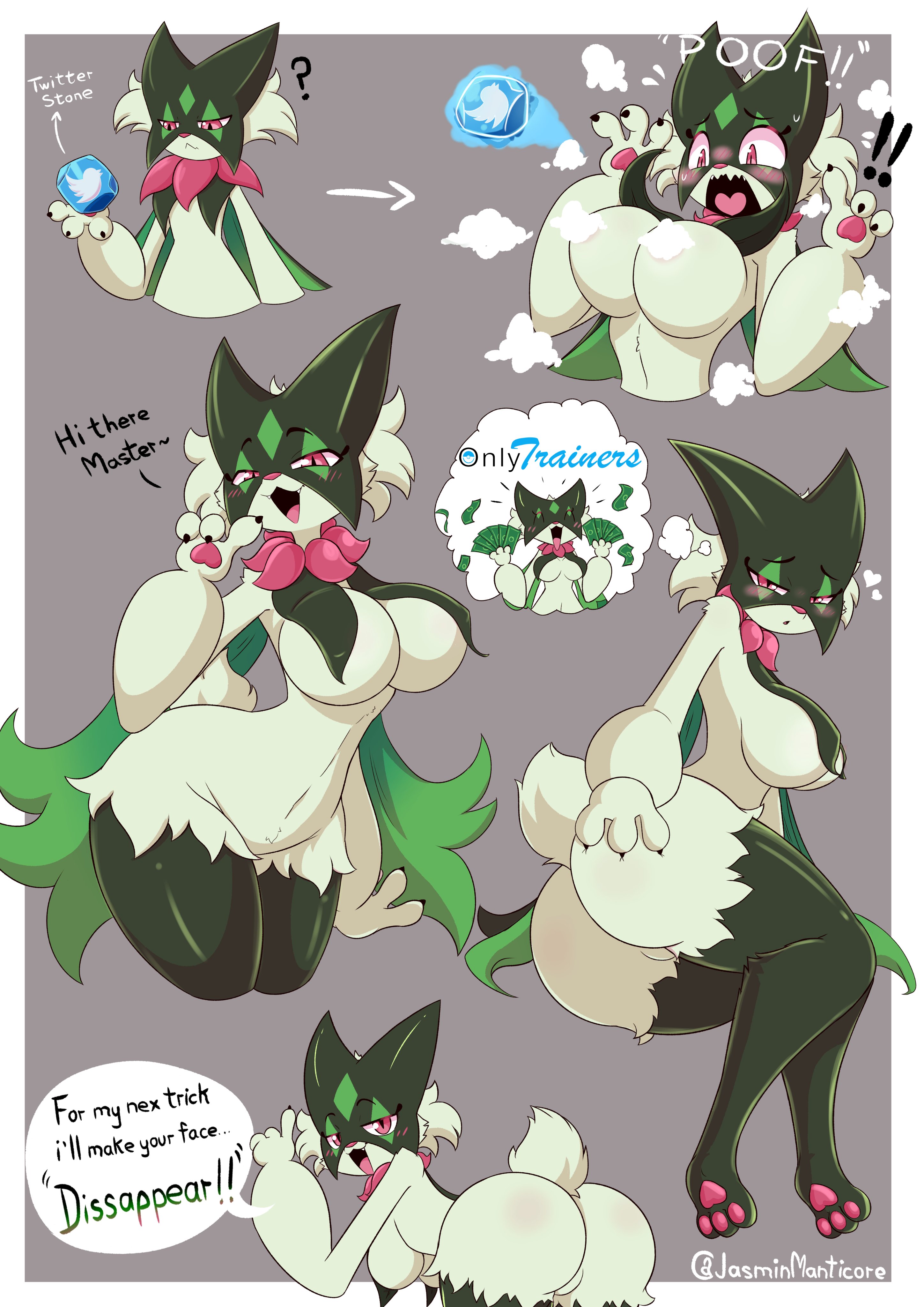 ass, ass expansion, big ass, big breasts, breast expansion, breast growth, breast growth (enlargement), breasts, butt expansion, comic, female, furry, jasminthemanticore, meowscarada, nipples covered, pokemon, pokemon (species), pokemon sv, twitter, twitter stone