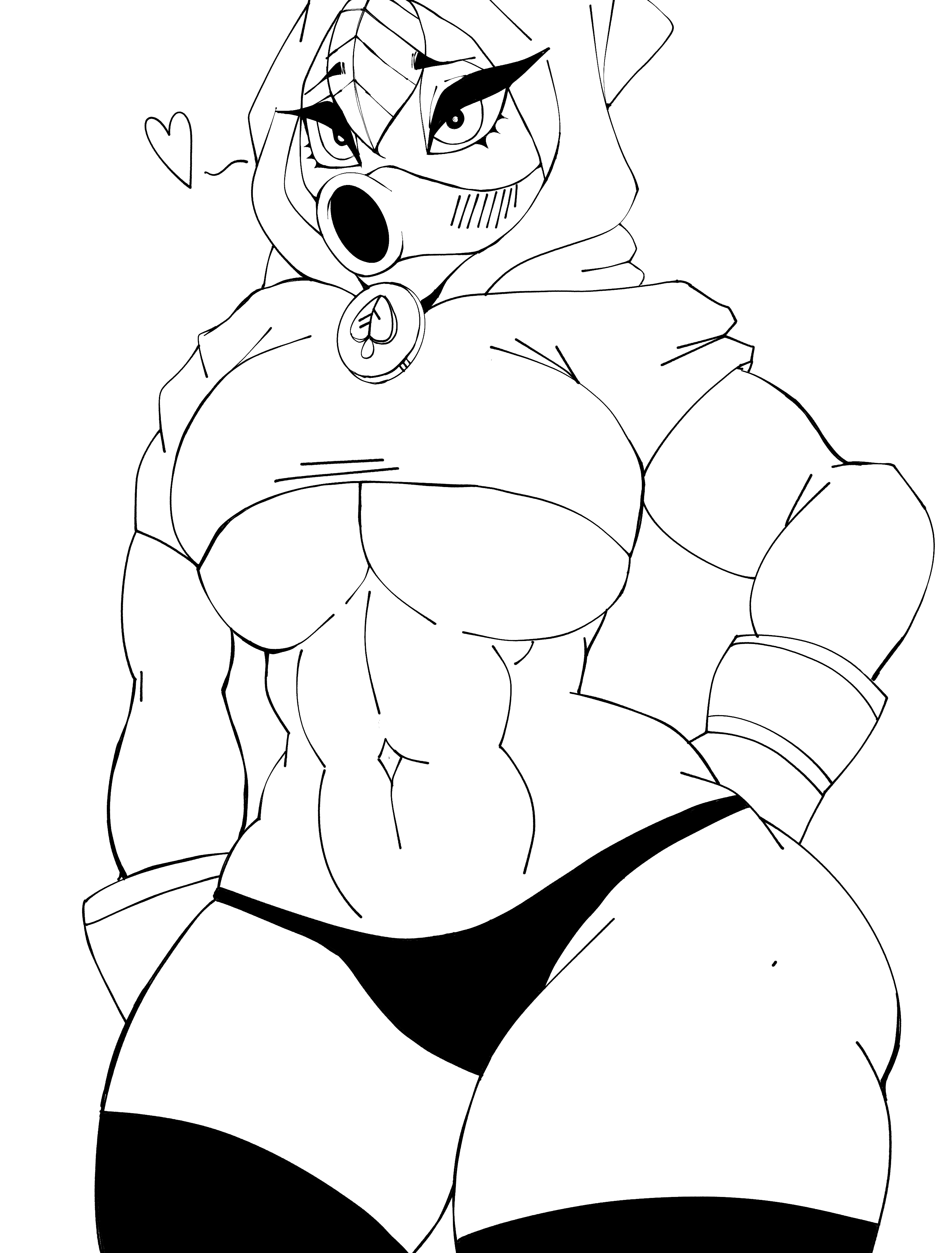 1girls, 234o234o, ass, breasts, dominant female, fat ass, female, good stuff, green shadow (pvz), heart, highres, hood, huge breasts, looking at viewer, mask, masked female, panties, peashooter (pvz), plantie, plants vs zombies, solo female, standing, thick thighs, underboob, wide hips