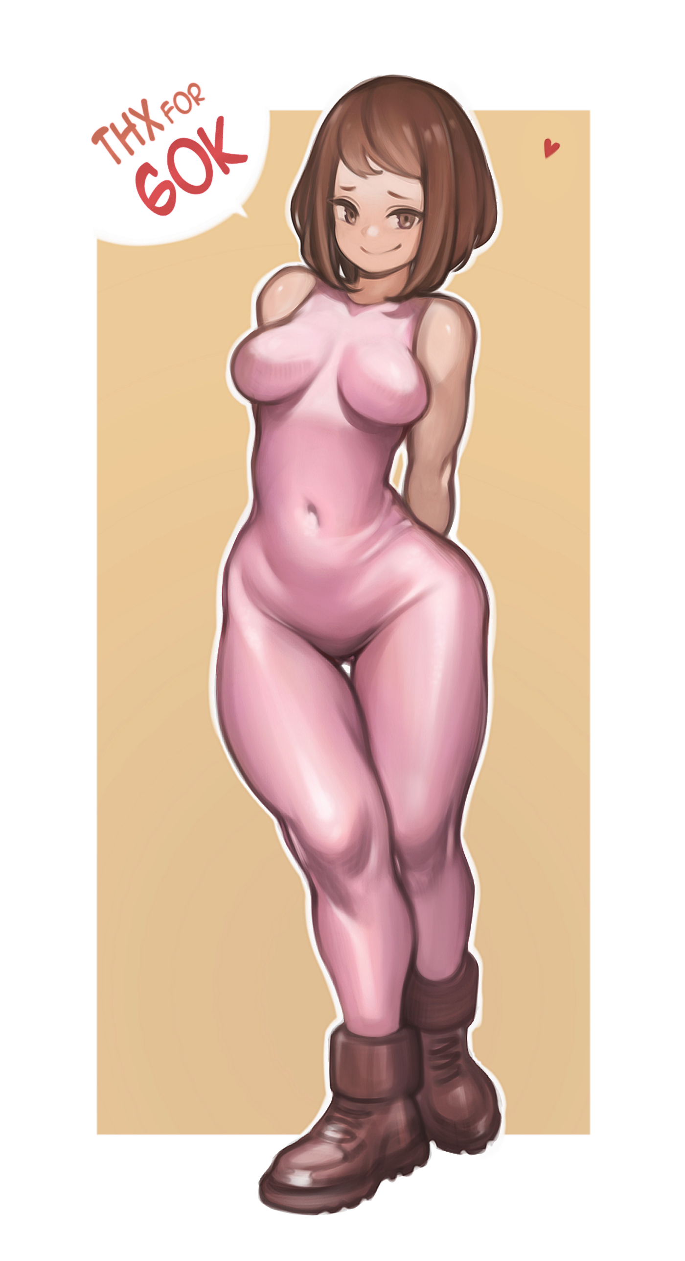 1girls, ass, big ass, big breasts, breasts, cute, female, lentiyay, my hero academia, ochako uraraka, tagme, thick thighs