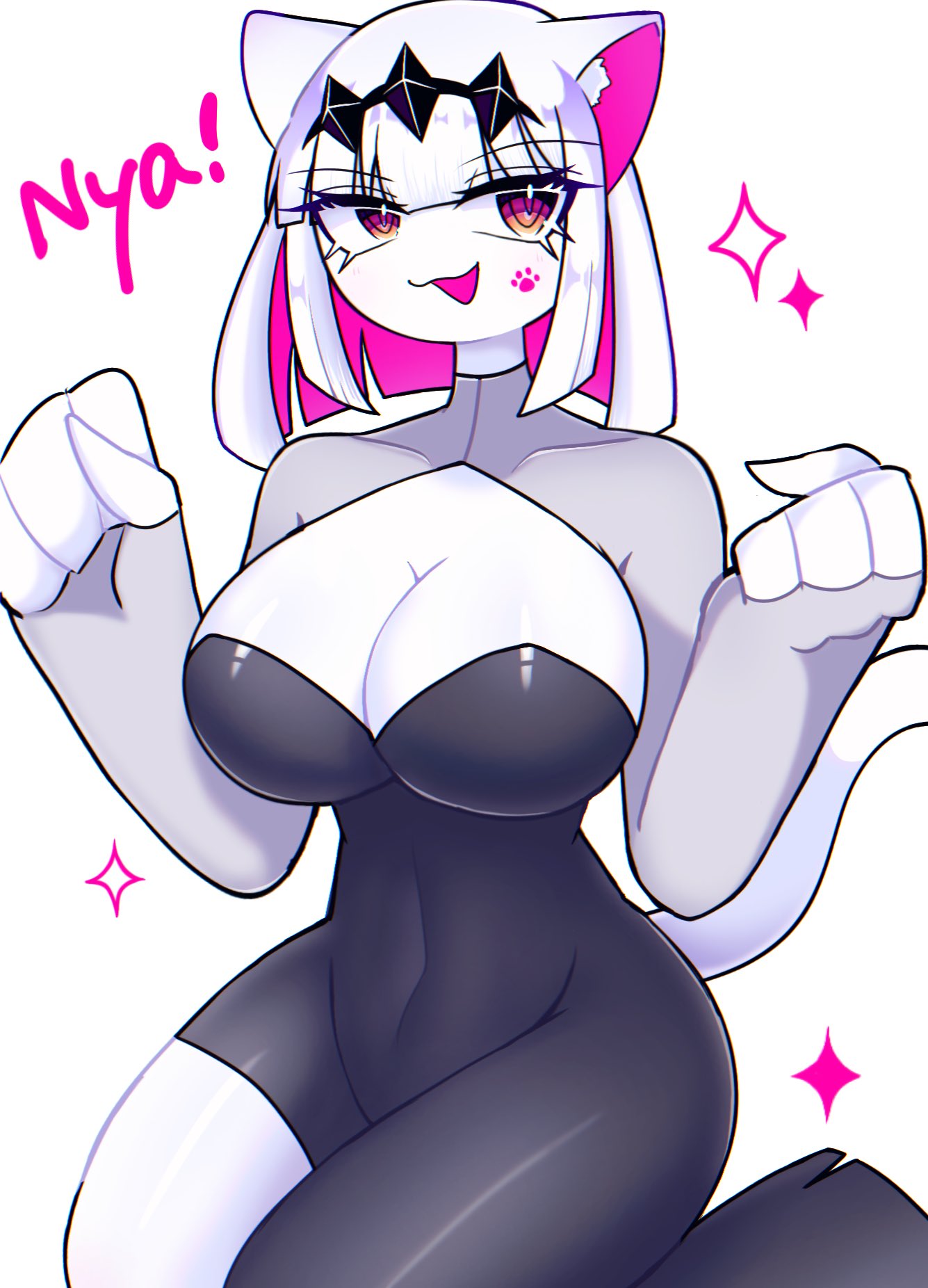 breasts, cat girl, catgirl, female, fnf, fnf entity, friday night funkin, nikusa (sugarratio), tagme, white hair, yume0534