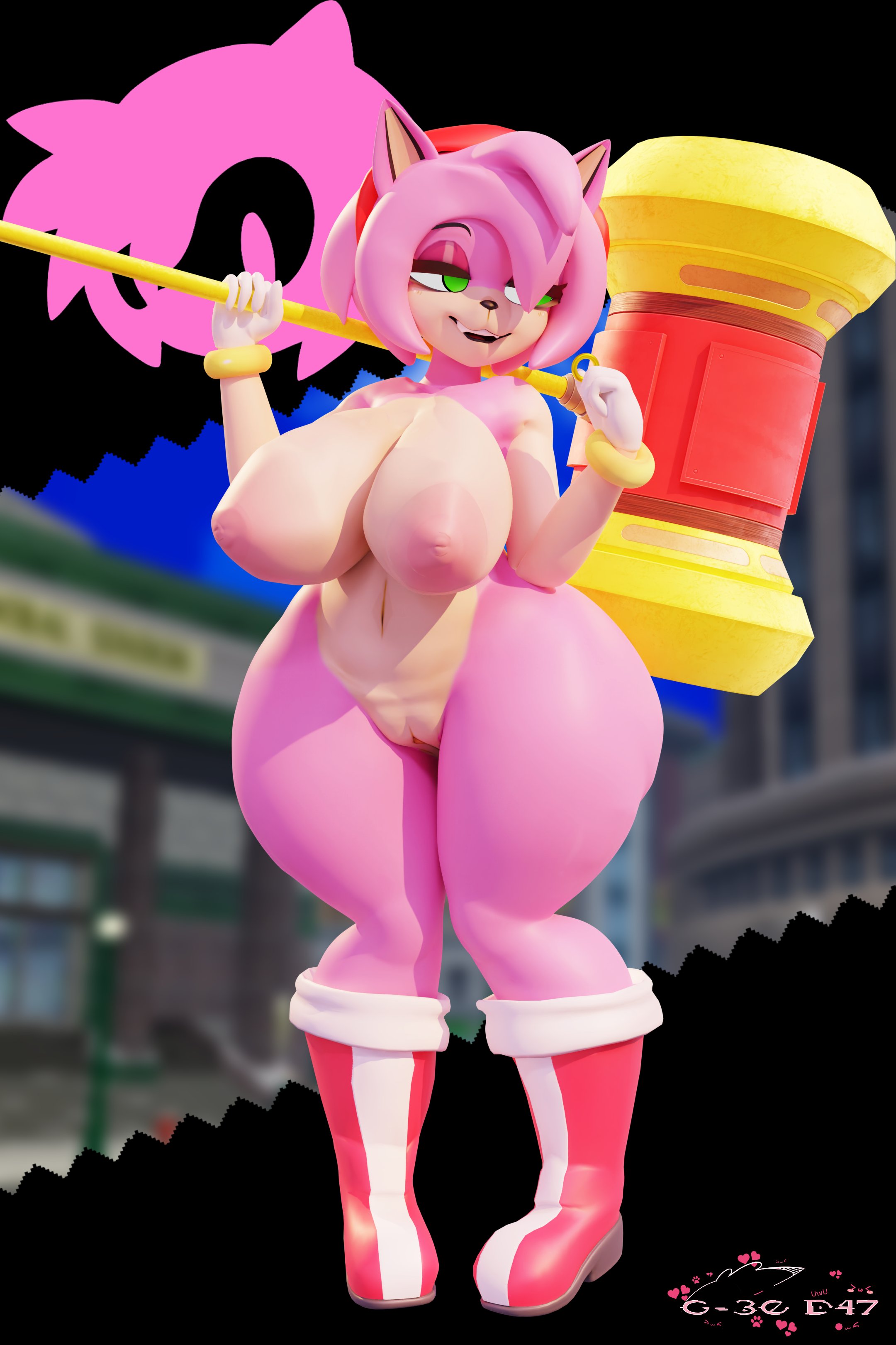 1girls, 3d, 3d (artwork), amy rose, anthro, ass, big ass, big breasts, blender, breasts, female, fur, furry, furry only, geodat64, green eyes, hedgehog, hi res, nipples, nude, pink fur, pussy, solo, solo female, sonic (series), thick thighs