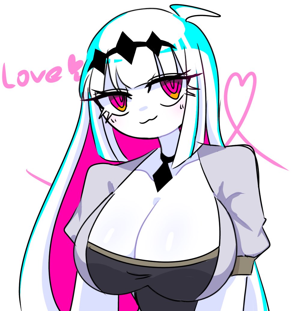 big breasts, breasts, female, friday night funkin, nikusa (sugarratio), pink eyes, tagme, white hair, yume0534