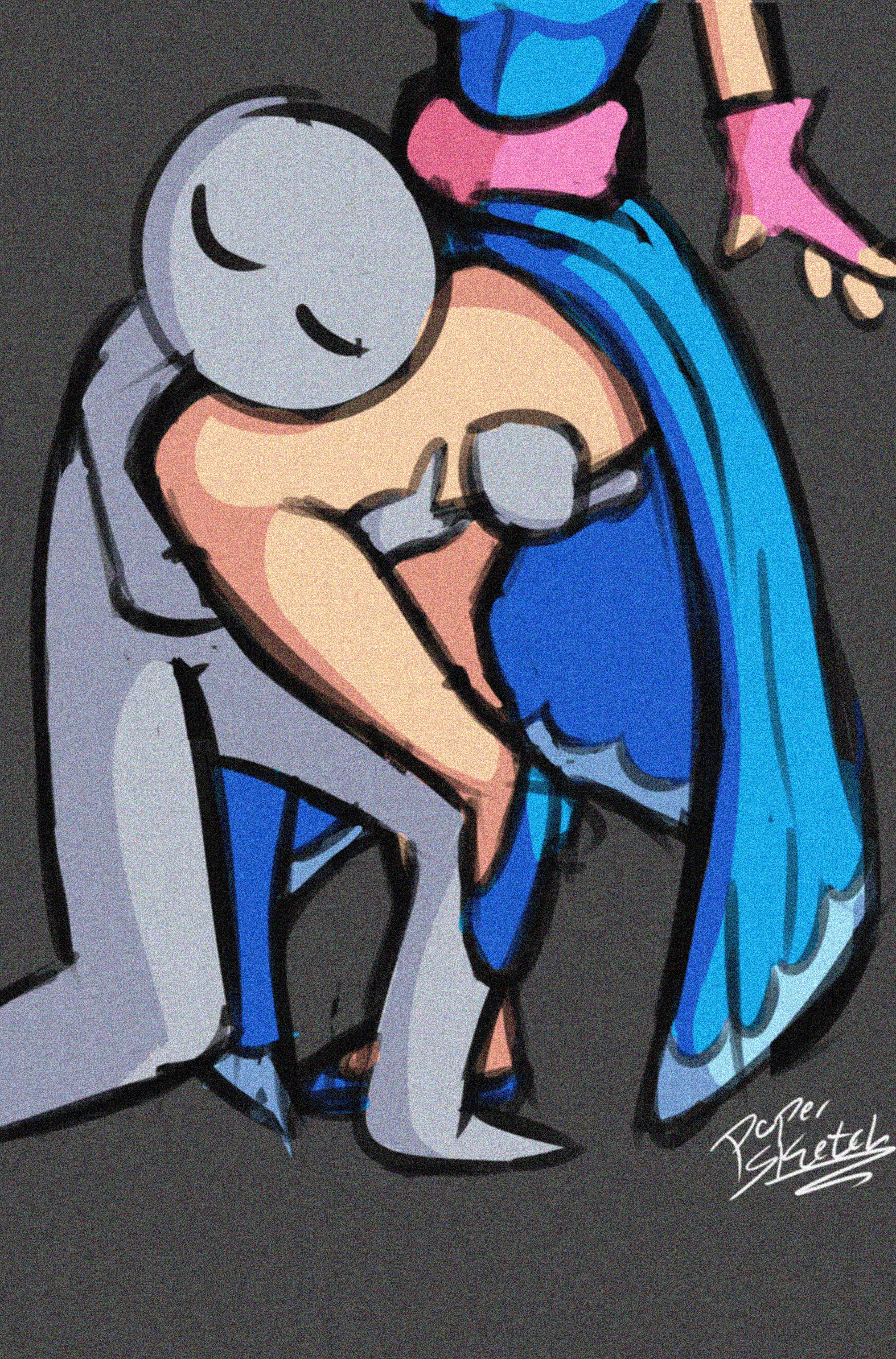 2023, blue dress, brawl stars, dress, faceless female, faceless male, feet, female, legs, luna hombre, male, papersketch, piper (brawl stars), tagme, thighs, white skin