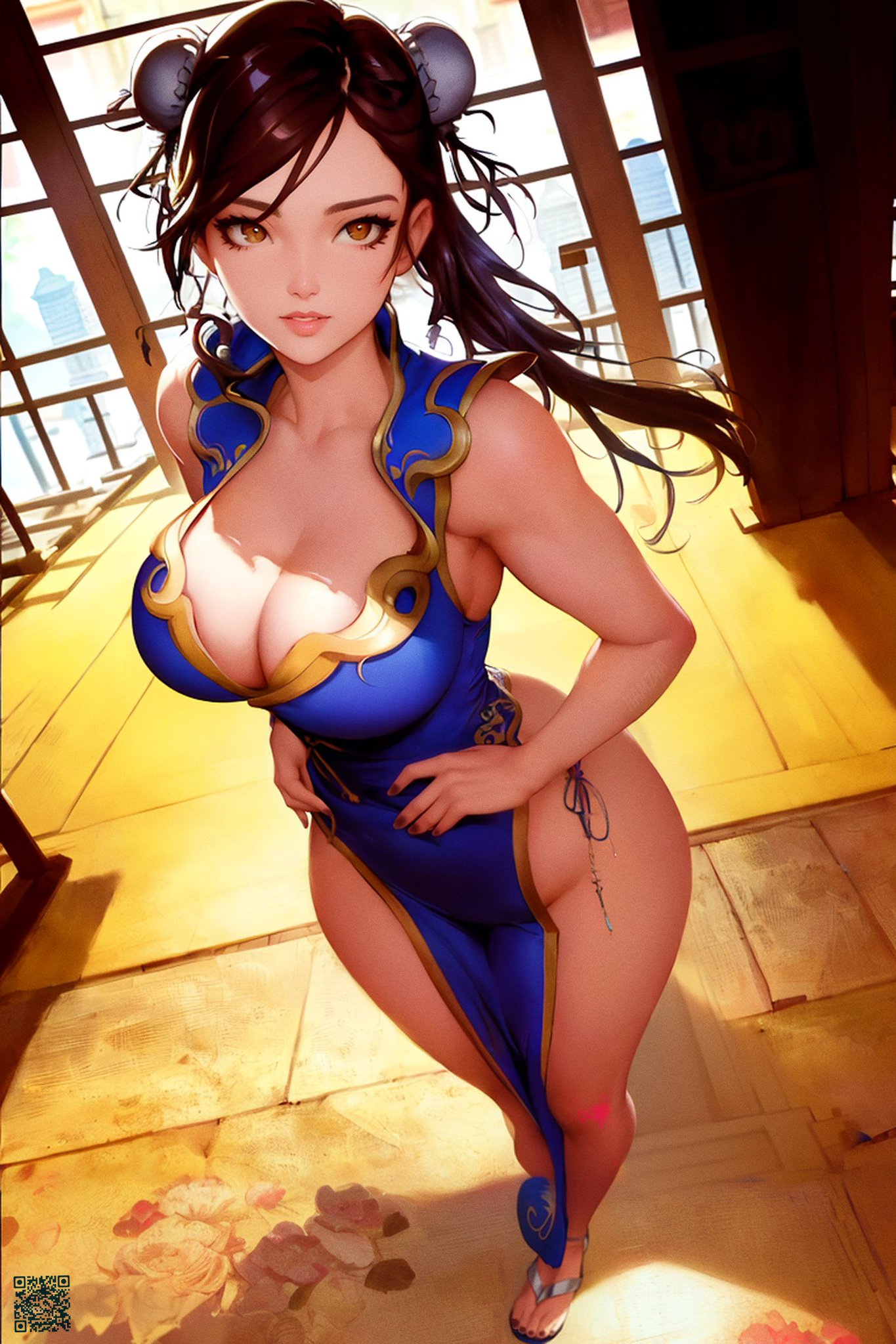 1girls, 2023, ai generated, asian female, black hair, chinese clothes, chun-li, curvaceous, curvy, curvy body, curvy figure, female, female focus, female only, high resolution, highres, stable diffusion, street fighter