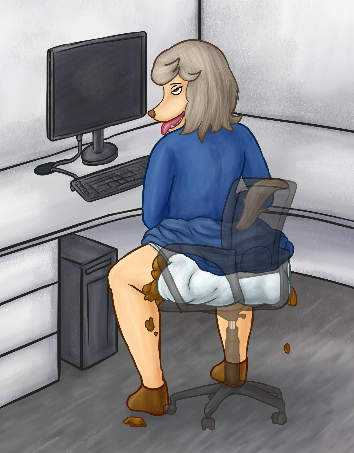 ahe_gao lordcuckness oc office scat sitting tagme