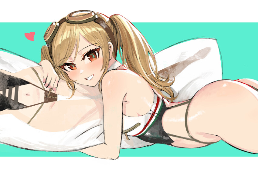 1girls ass azur_lane dakimakura_(object) female female_only highleg_panties leonardo_da_vinci_(azur_lane) light-skinned_female light_skin oystar_z3_(kaki_z3) panties pillow pillow_grab sardegna_empire_(azur_lane) solo zipper zipper_pull_tab