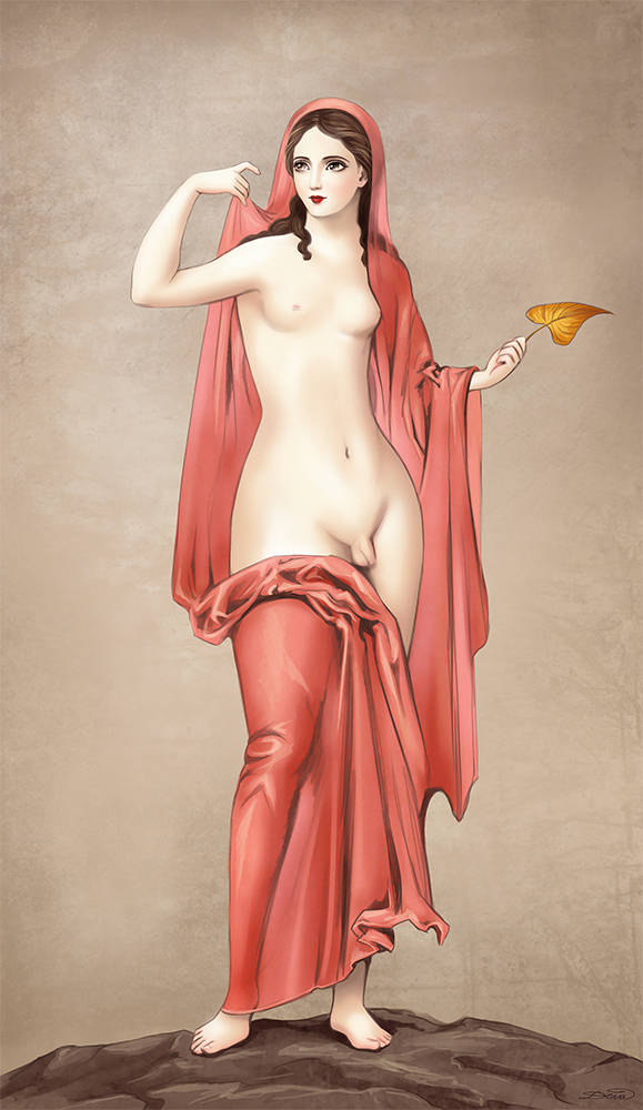 androgynous, artistic nude, both genders, breasts, breasts out, cute, develvdeva, femboy, feminine, futanari, greek mythology, half-dressed, hermaphroditus, hermaphroditus (greek mythology), hips, intersex, little penis, penis