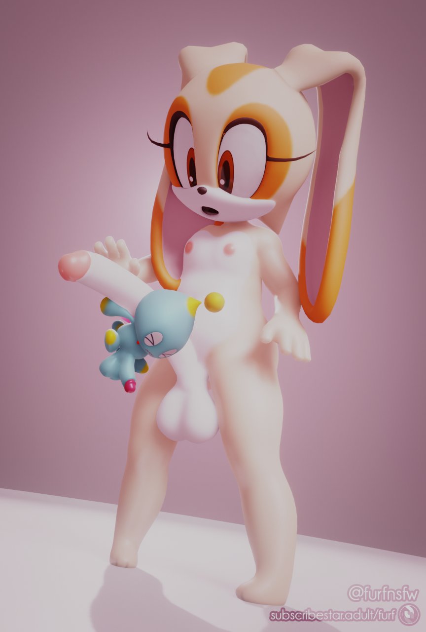 1boy 1futa 3d anthro balls big_penis blue_body breasts brown_eyes chao_(sonic) cheese_the_chao cream_the_rabbit dickgirl duo ears_back flat_chest floppy_ears fur furfnsfw furry futanari huge_cock humanoid_penis lagomorph leporid long_ears long_penis male nipples nude nude_futanari open_mouth penis rabbit rabbit_ears sega sonic_(series) sonic_the_hedgehog_(series) standing young