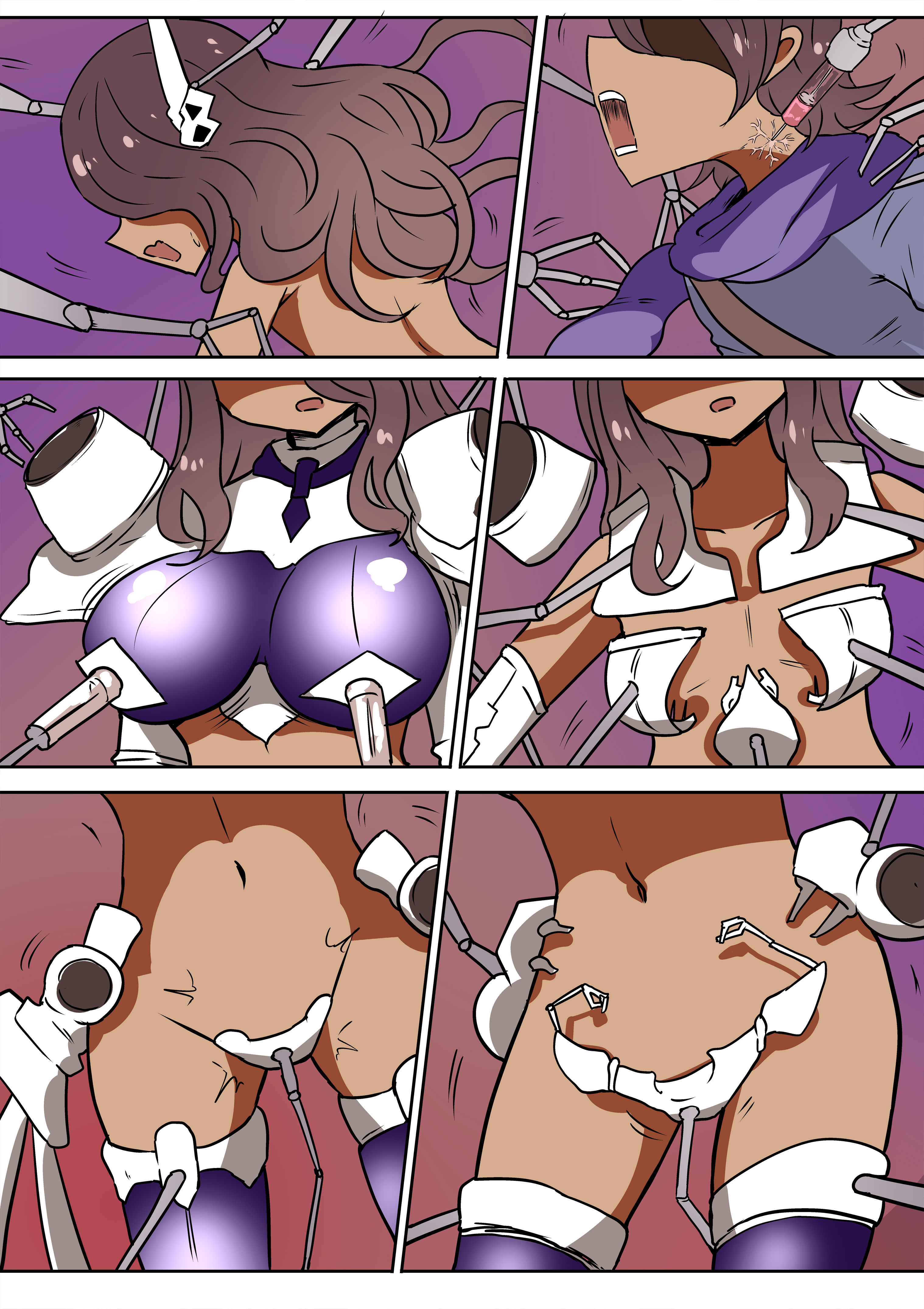 1boy, ass expansion, brainwashing, breast expansion, breast growth, breast growth (enlargement), breasts, comic, drone, droneification, female, gender transformation, hair growth, huge breasts, male, mid-transformation, mtf transformation, navel, right to left, thick thighs, thigh expansion, transformation, vae c, wide hips