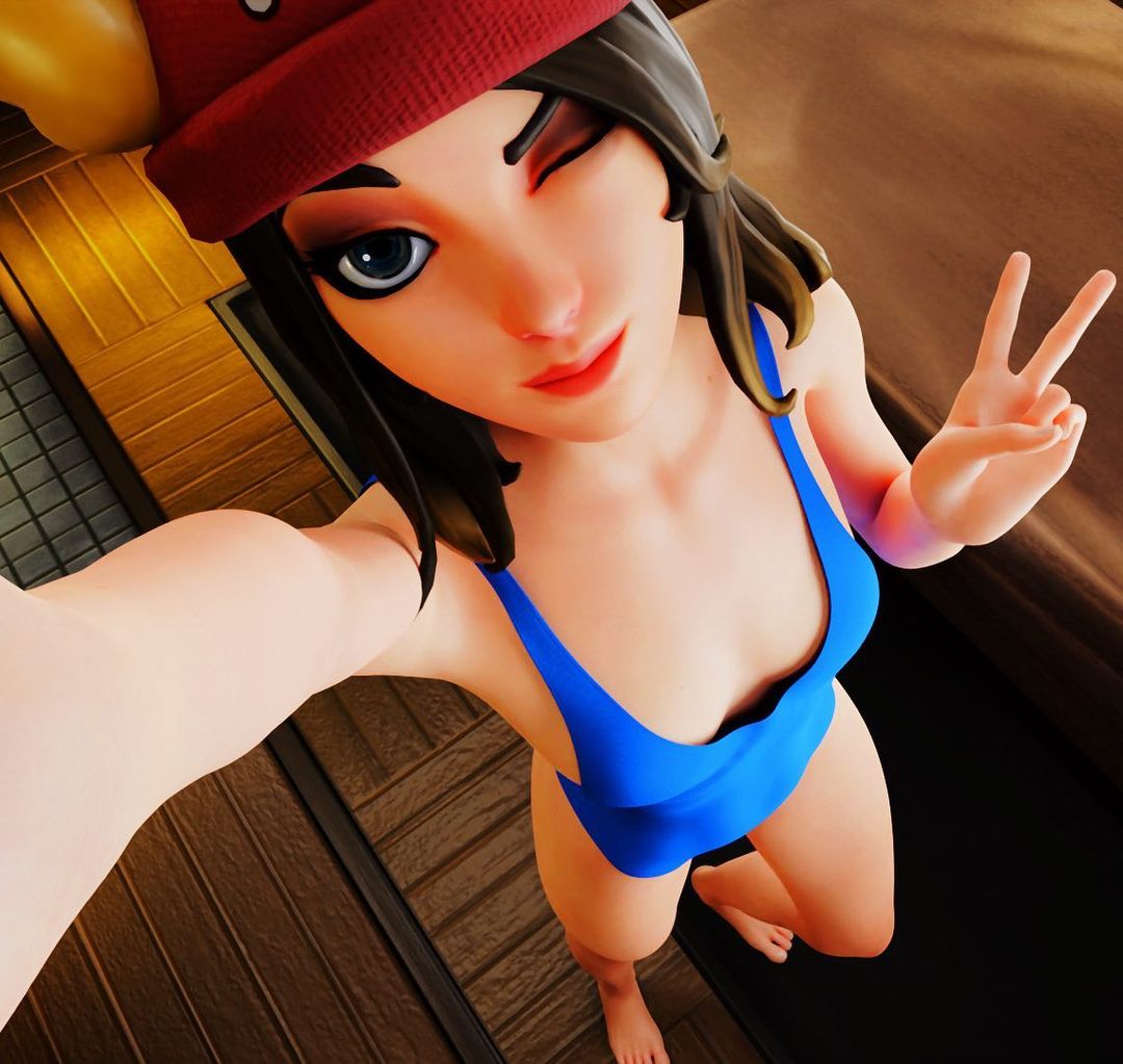 3d, bathing suit, breasts, cleavage, female, fortnite, looking at viewer, skye (fortnite), small breasts