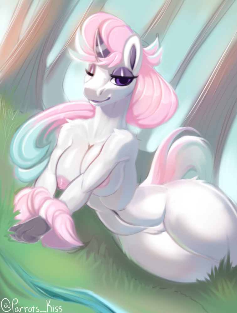 anthro breasts curvy_figure equid equine fantasy female forest forest_background galarian_form galarian_ponyta galarian_rapidash generation_1_pokemon genitals hair horn horse hourglass_figure mammal medium_breasts nature nature_background nintendo painting_(artwork) parrotskiss pink_hair plant pokemon pokemon_(species) pokemon_go pony ponyta pose presenting purple_eyes pussy regional_form_(pokemon) solo solo_focus thick_thighs traditional_media_(artwork) tree unicorn wide_hips