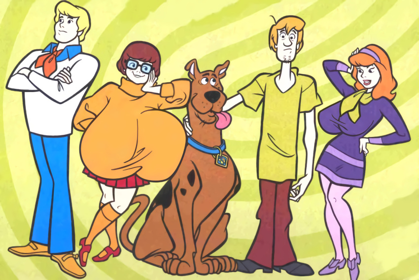 big_breasts breasts daphne_blake fred_jones huge_breasts hyper hyper_breasts large_breasts male scooby-doo screenshot_edit shaggy_rogers uncomfortable velma_dinkley woot