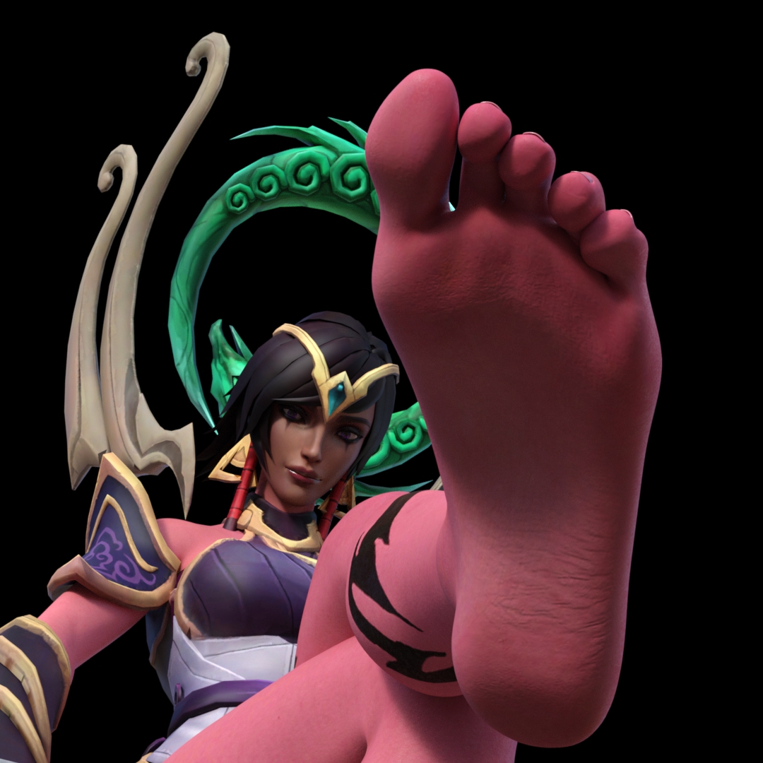 3d, barefoot, foot fetish, foot focus, karma (league of legends), league of legends, presenting feet, soles, tagme