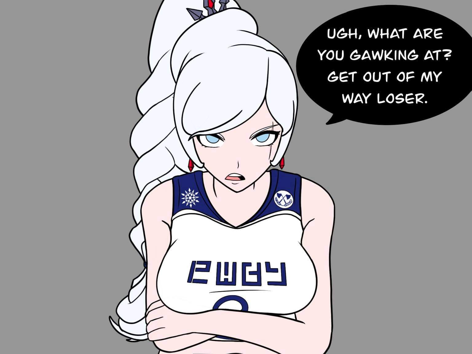 1girls long_hair rwby soundwaveslut sports_uniform tagme weiss_schnee white_hair