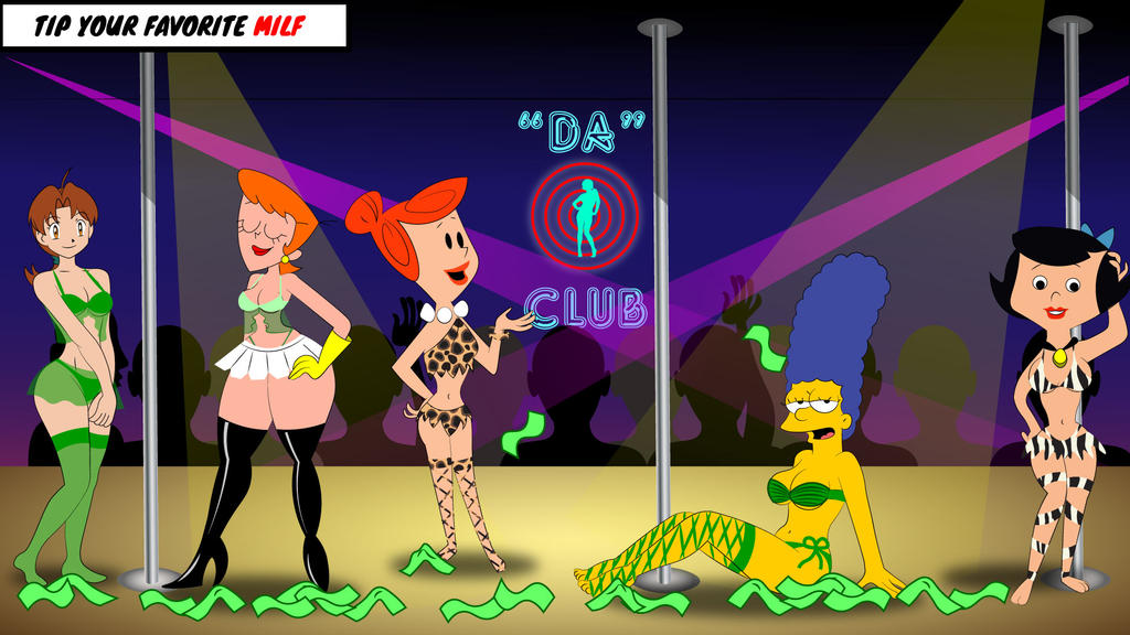 2d 5girls accurate_art_style betty_rubble curvy_body curvy_female curvy_figure curvy_hips curvy_milf delia_ketchum_(pokemon) dexter's_laboratory dexter's_mom hanna-barbera marge_simpson milf no_sex pokemon skimpy strip_club stripper_pole the_flintstones the_simpsons wilma_flintstone