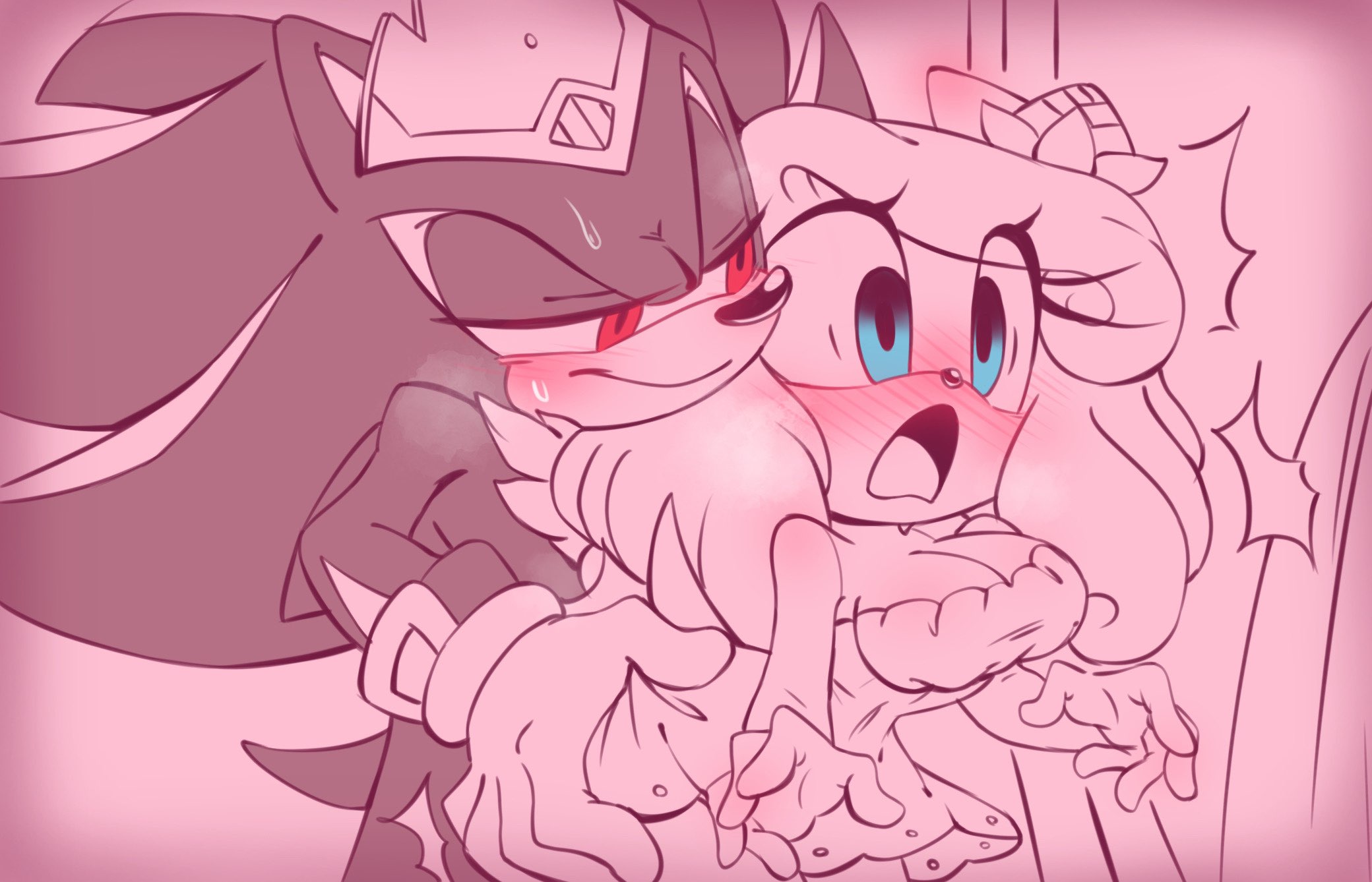 :0, :o, 1boy, aged up, elina the blonde hedgehog (zer0finix), female, male, mobian (species), original character, sega, shadow the hedgehog, sonic (series), sonic fan characters, sonic oc, sonic team, sonic the hedgehog (series), zer0finix