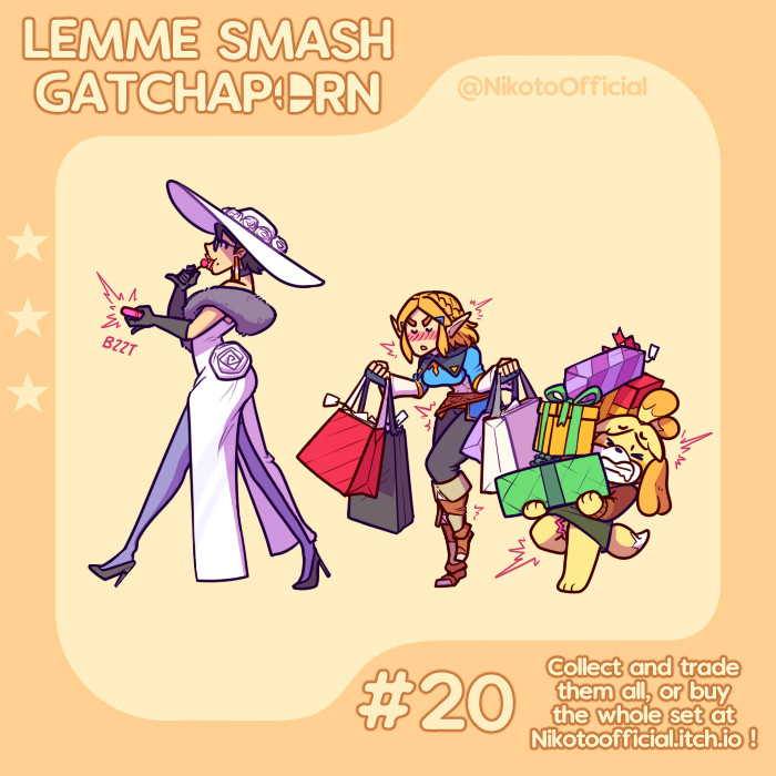 3girls animal_crossing bayonetta bayonetta_(character) female isabelle_(animal_crossing) nikoto_all-stars_smashing nintendo princess_zelda shopping_bag super_smash_bros. the_legend_of_zelda vibrator zelda_(breath_of_the_wild)