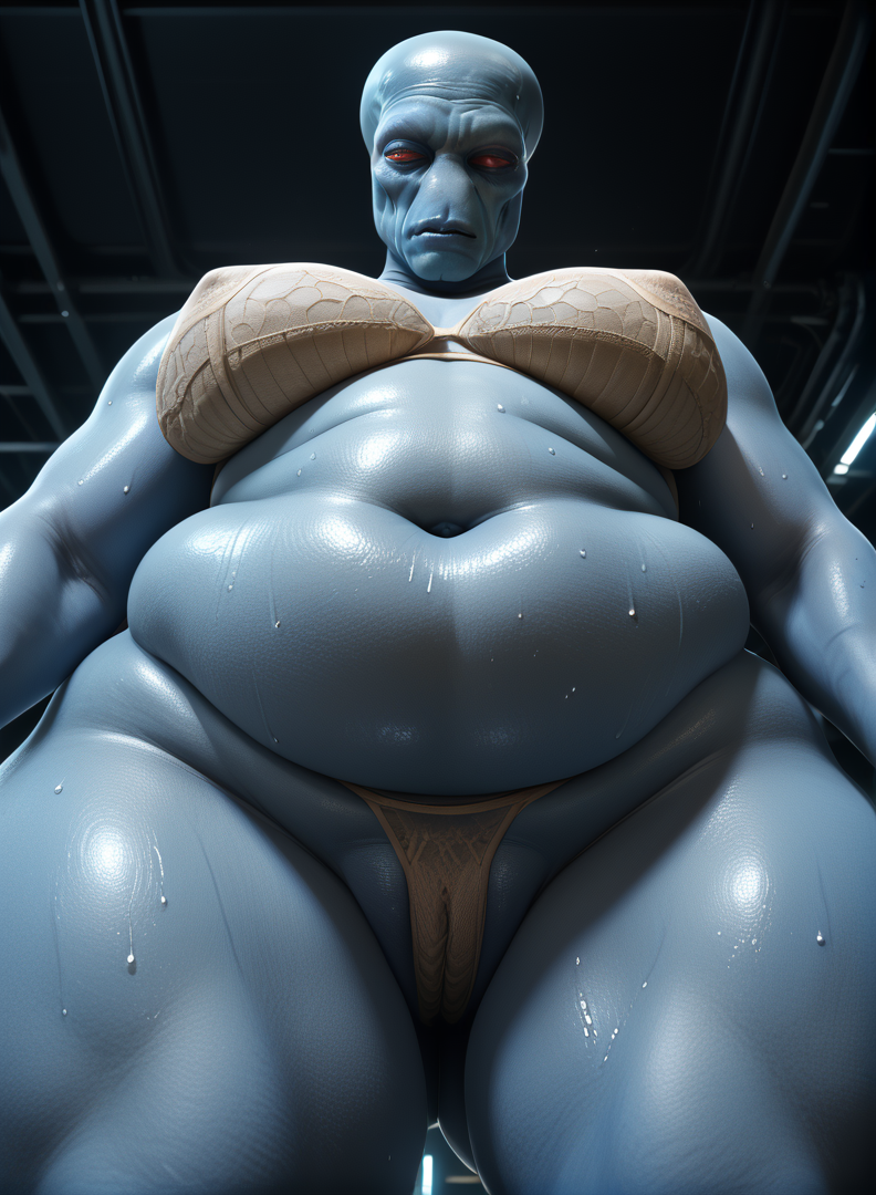 1girls ai_generated alien alien_humanoid bald bald_female belly belly_button big_ass big_belly big_breasts big_head blue_body blue_skin bottom_heavy bra breasts camel_toe cameltoe chubby chubby_female curvaceous curves curvy curvy_body curvy_female curvy_figure curvy_hips disney dominant_female duros duros_(species) expressionless eye_contact fat female female_focus female_only femdom from_below futuristic hairless hips imminent_oral indoors inside looking_at_viewer looking_down looking_down_at_viewer looming low-angle_view magnumdawn nipples_visible_through_clothing no_irises no_nose non-human non-human_only noseless obese obese_female panties photorealistic pov pov_eye_contact pudgy_belly pussy red_eyes red_sclera science_fiction solo solo_female solo_focus space_station spacecraft spacecraft_interior spaceship spaceship_interior stable_diffusion star_wars sweat sweatdrop sweating sweaty sweaty_body thick_thighs thighs thong underboob vagina wide_hips