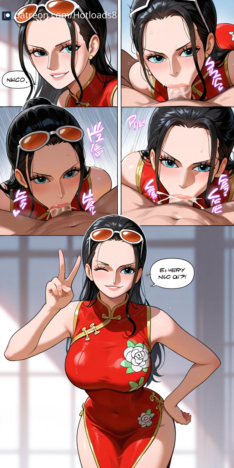 ai_generated blowjob breasts china_dress chinese_new_year hotload-8 nico_robin one_piece petreon