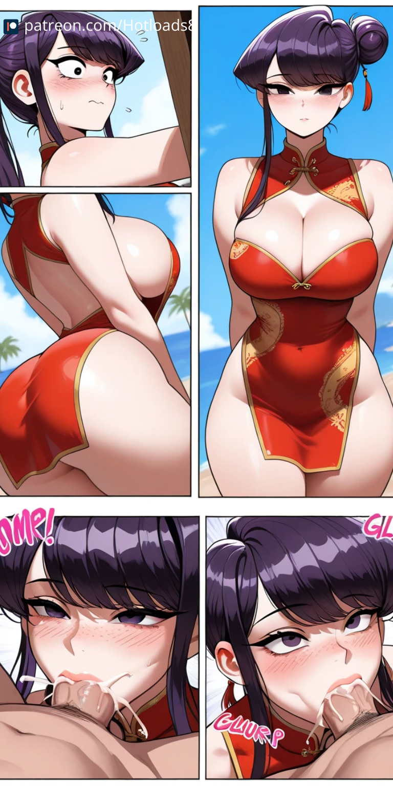 blowjob breasts china_dress chinese_new_year comic_panel hotload-8 komi_can't_communicate komi_shuuko one_piece oral petite petreon pulling_out slim sloppy_blowjob sucking_penis wet_mouth