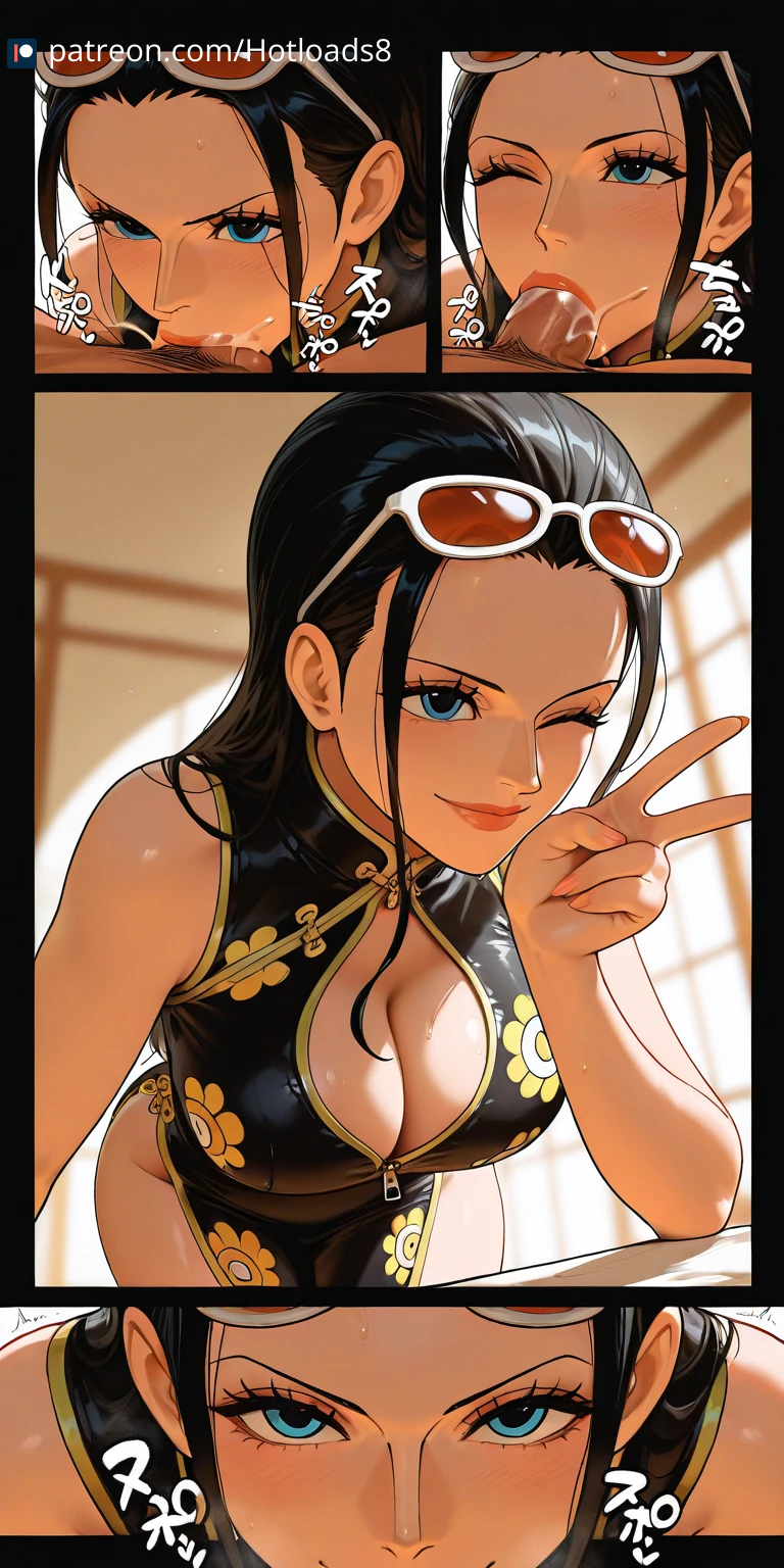 ai_generated blowjob breasts china_dress chinese_new_year clothing female hotload-8 male nico_robin one_piece petreon