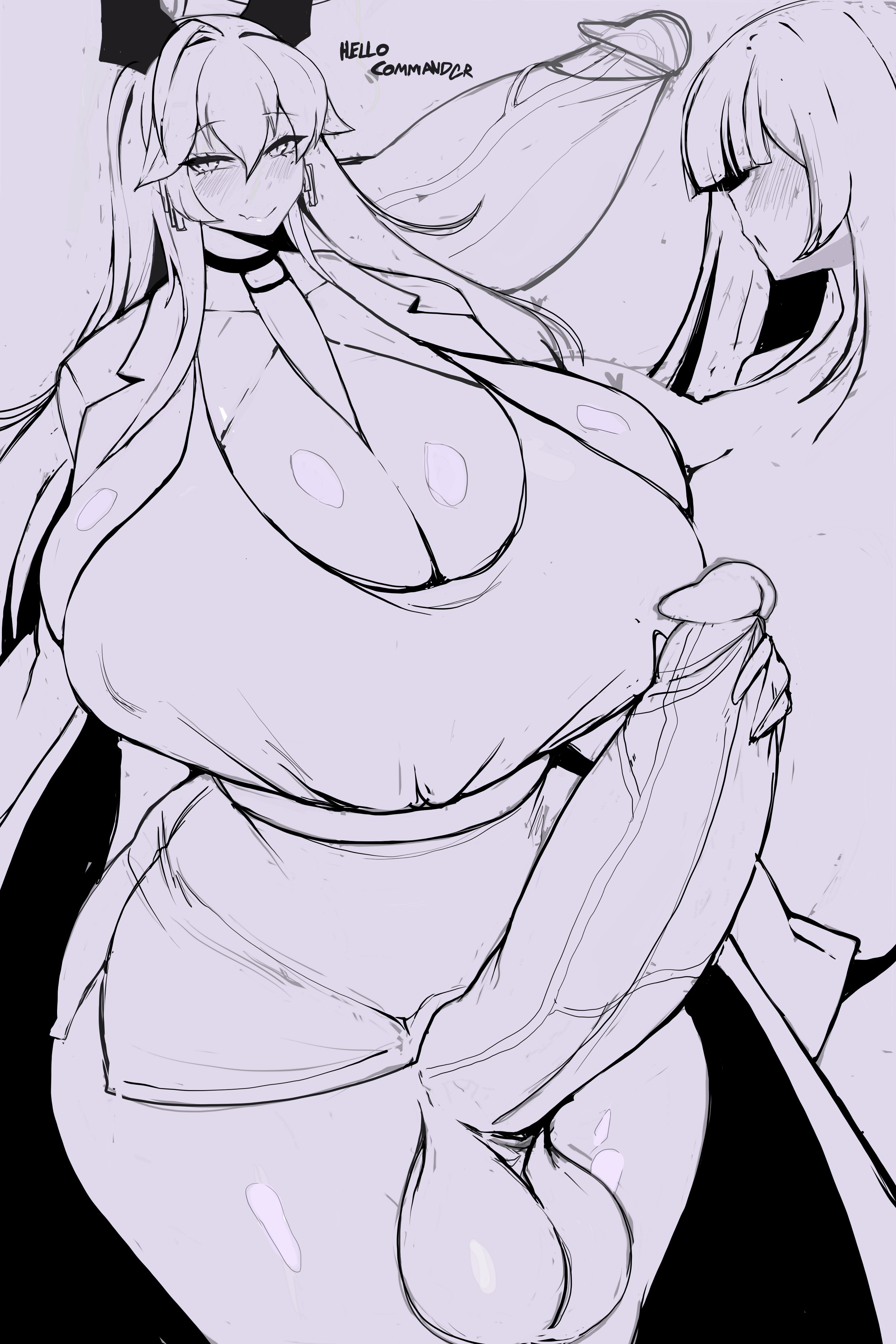 1futa, 1girls, big breasts, big penis, breasts, female, female commander (nikke), foxnick12, futa on female, futanari, goddess of victory: nikke, huge breasts, huge cock, hyper penis, intersex, monochrome, penis, red hood (nikke), sex, sketch, tagme, thick thighs, voluptuous, wide hips