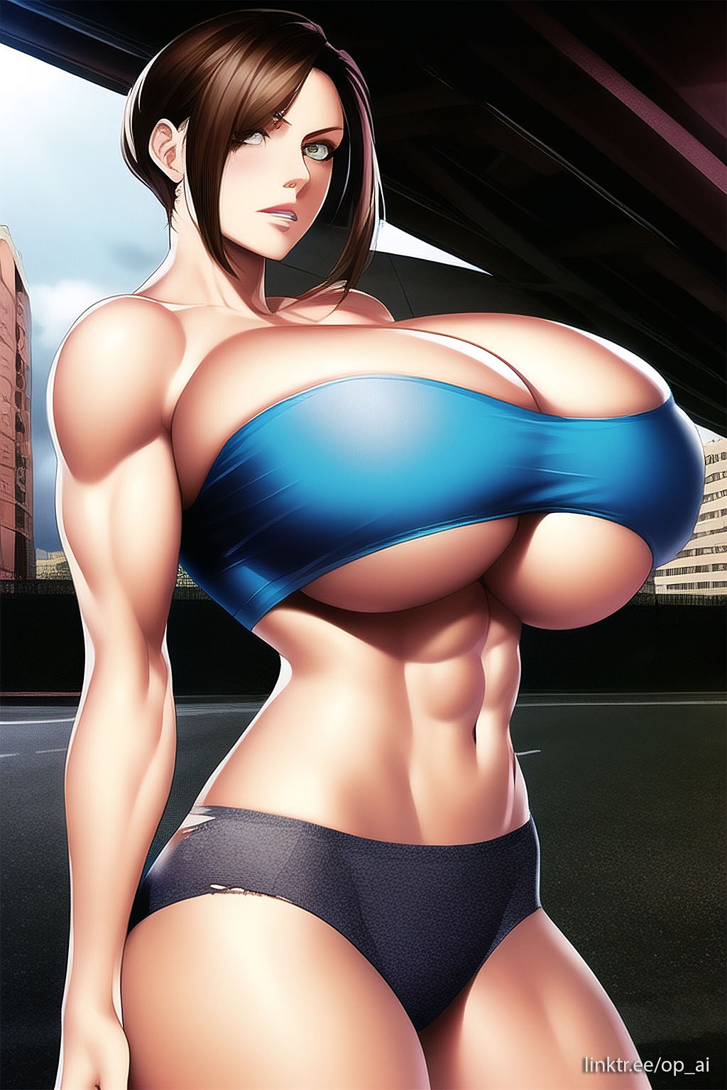 ai_generated huge_breasts jill_valentine muscular op_ai resident_evil