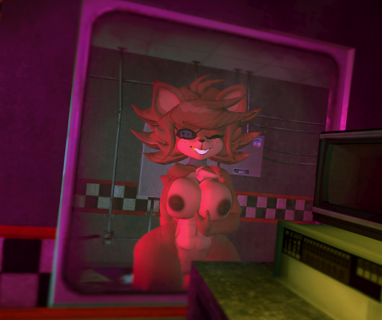 1girls 3d animatronic areola areolae arm_behind_back big_breasts breasts_on_glass cally3d checkered clazzey closed_eyes cryptiacurves desk eye_patch fazclaire's_nightclub female female_only fexa fexa_(cryptia) five_nights_at_freddy's fnaf fox fox_ears foxy_(cally3d) foxy_(fnaf) freckles fredina's_nightclub garry's_mod glass gold_tooth heavyblue_(artist) holding_breast nude nude_female pink_light pink_lighting pipes red_areola red_fur red_hair scottgames smiling tagme tease teasing tv wide_hips window