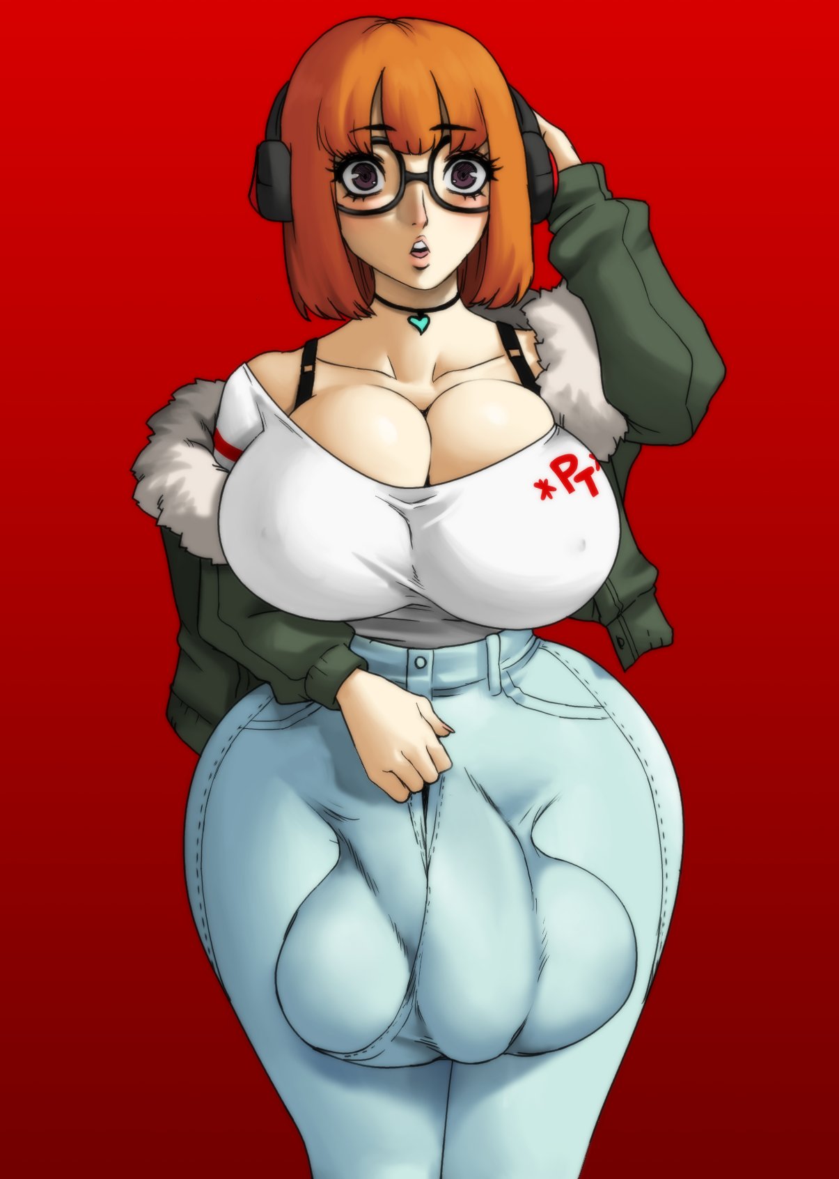 1futa 2023 aged_up alternate_breast_size ass_visible_from_the_front atlus balls bangs big_ass big_breasts big_butt big_testicles blush blushing bra bra_strap breasts brown_eyes bulge bulge_through_clothing choker cleavage clothed clothing cock_bulge curvaceous curvy curvy_figure curvy_futa curvy_hips dumptruck_ass erection erection_under_clothes flaccid fully_clothed futa_cock futa_only futanari glasses headphones headset hi_res high_resolution highres hourglass_figure huge_balls huge_breasts huge_bulge huge_cock huge_penis huge_testicles human hyper_balls jacket jay-marvel jeans large_ass large_balls large_breasts large_butt large_penis large_testicles light-skinned_futanari light_skin massive_balls massive_testicles orange_hair penis penis_bulge penis_visible_through_pants persona persona_5 red_background red_head round_balls sakura_futaba shocked shocked_expression short_hair small_waist solo solo_futa standing thick_thighs tight_clothing top_heavy voluptuous wide_hips