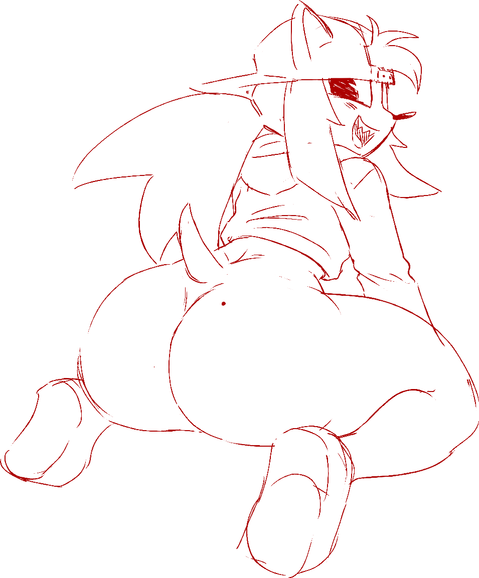 1boy 4chan anthro big_ass cap exeg-tan femboy focus_on_ass jigokunsfw looking_at_viewer mobian_(species) mole mole_on_ass monochrome presenting smile tagme tail